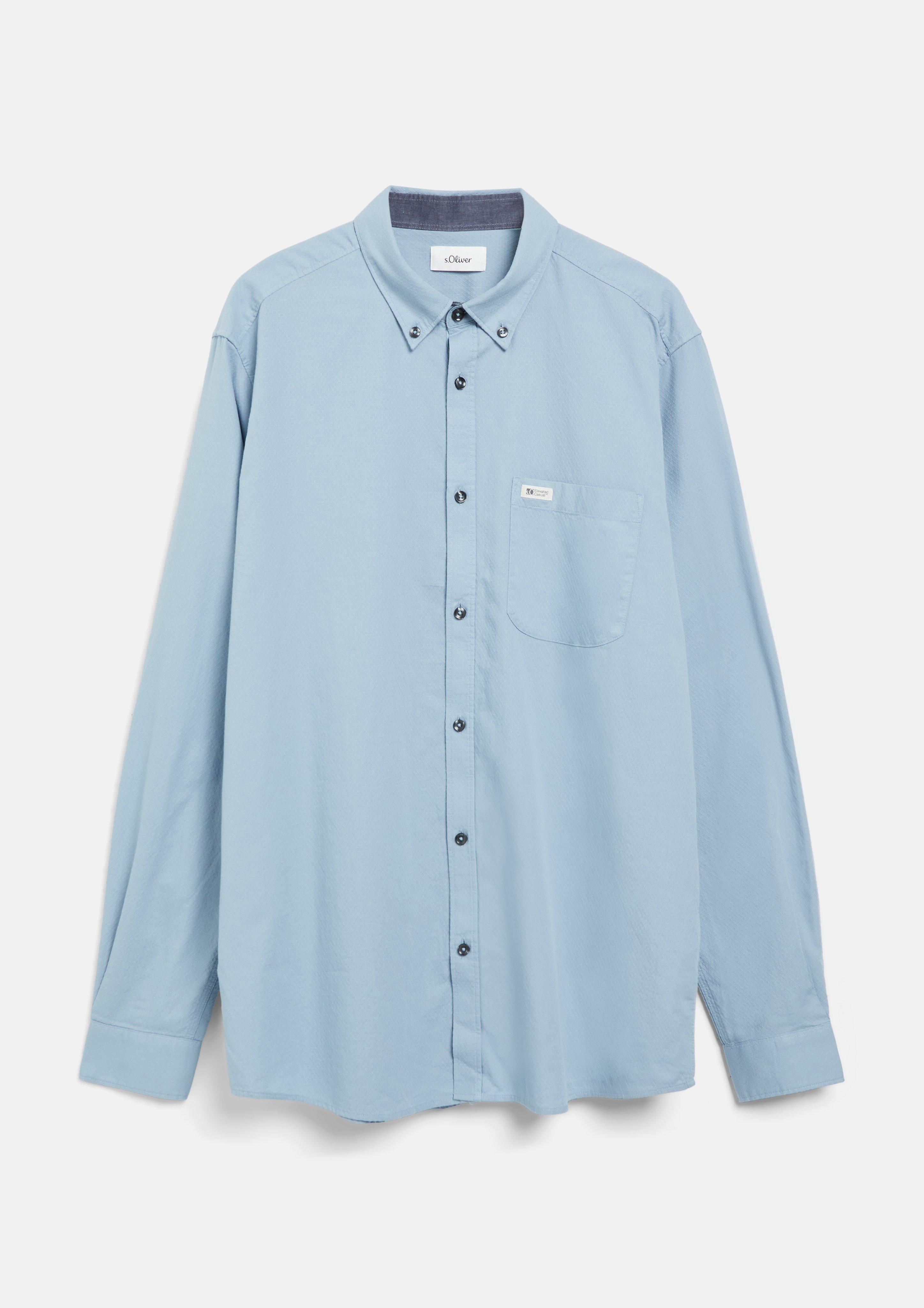 Coupe classique : chemise à la texture fine avec col boutonné en bleu clair de s.Oliver Men Big Sizes