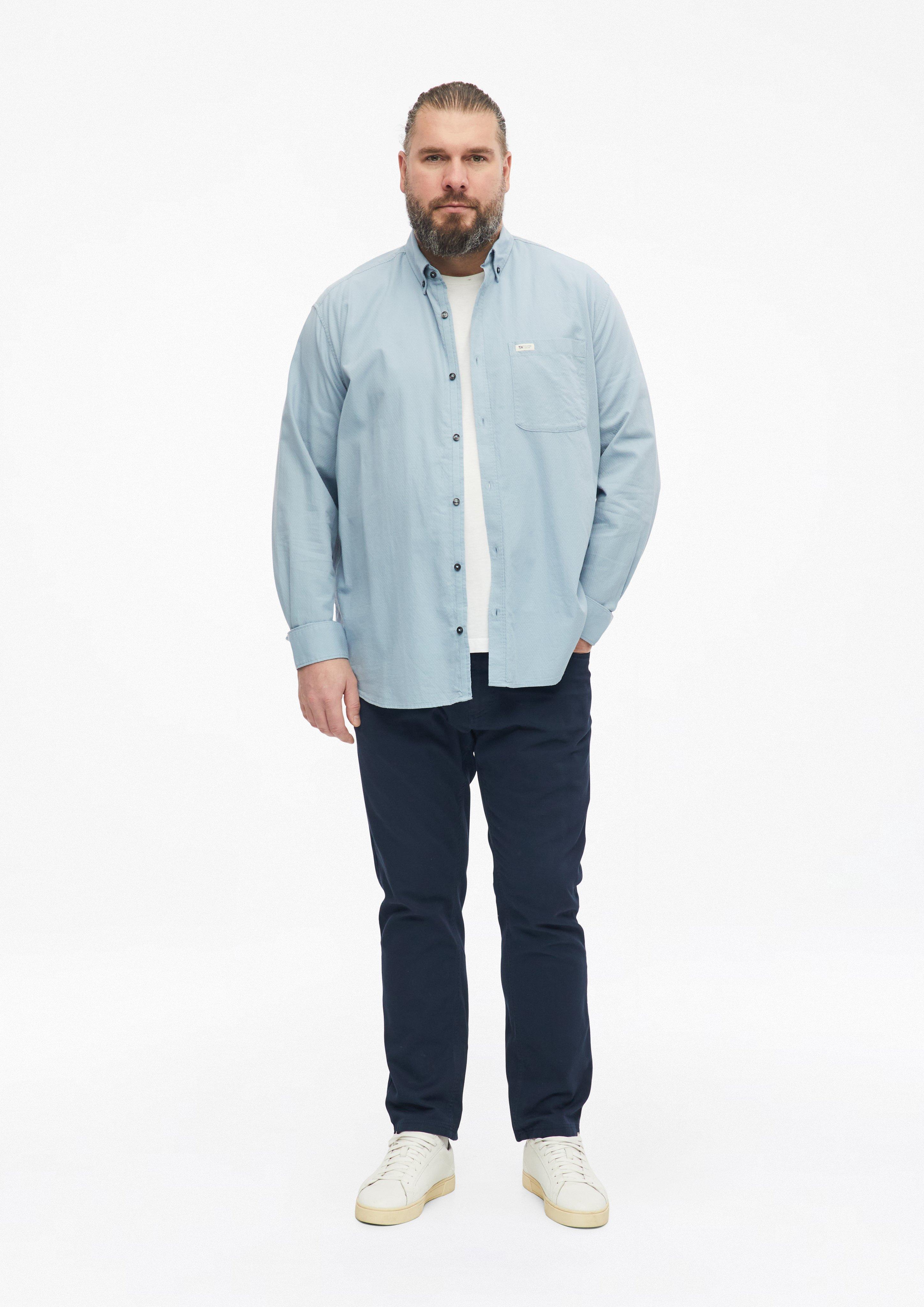 Hommes Coupe classique : chemise à la texture fine avec col boutonné en bleu de s.Oliver Men Big Sizes