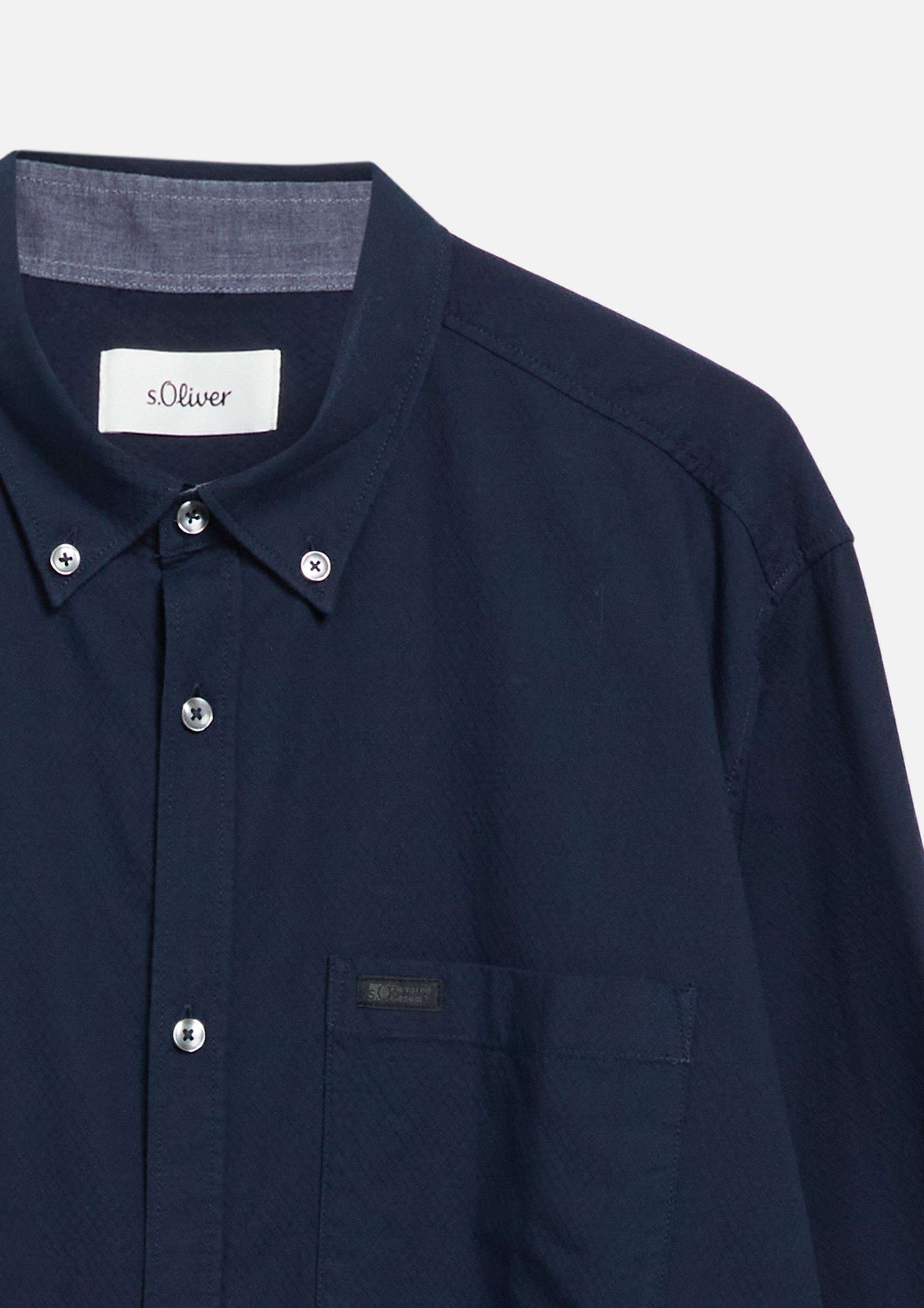 Herren Regular Fit: Fein strukturiertes Hemd mit Button-Down-Kragen in blau von s.Oliver Men Big Sizes