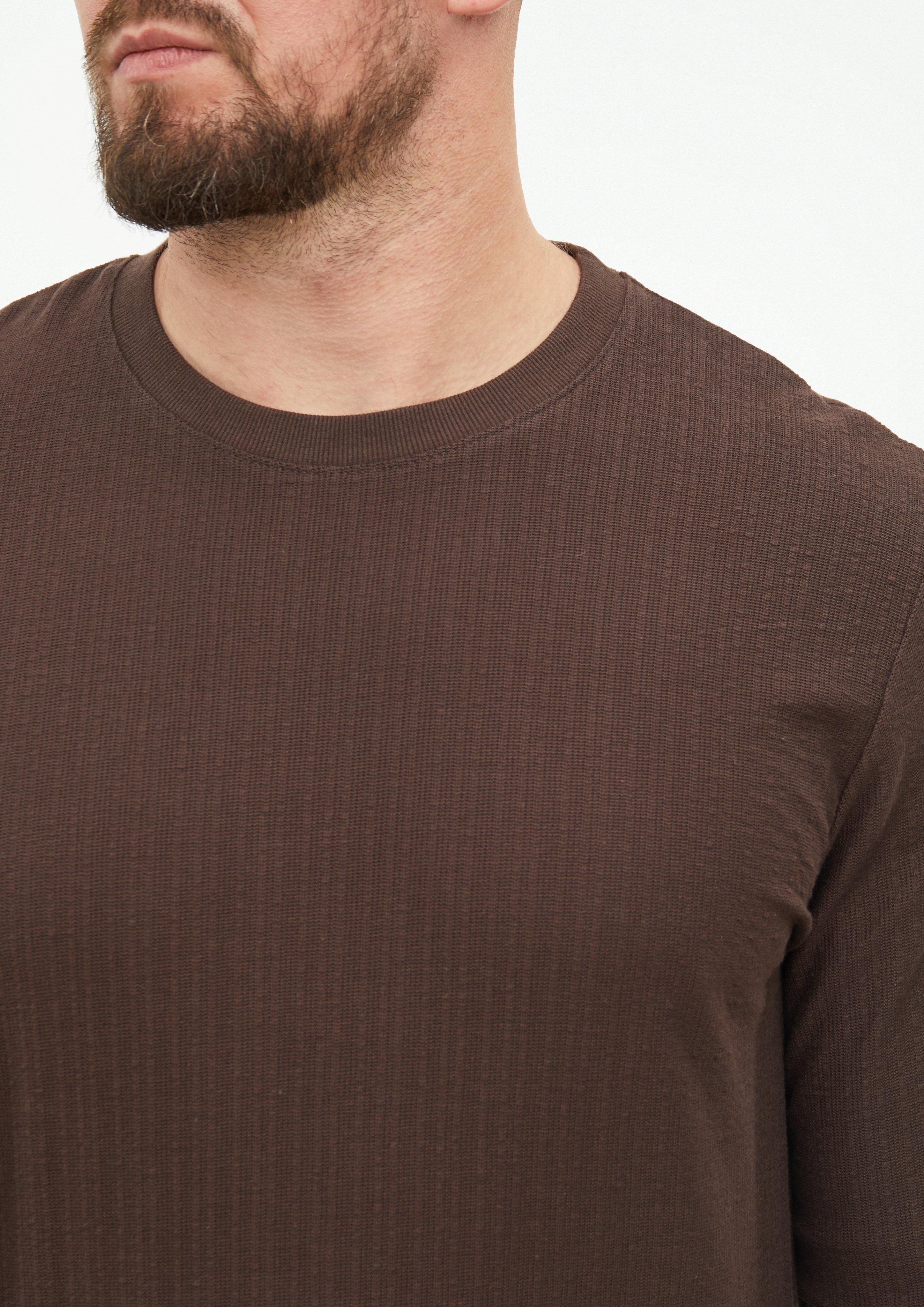Hommes T-shirt à manches longues texturé, 100 % coton en brun de s.Oliver Men Tall Sizes
