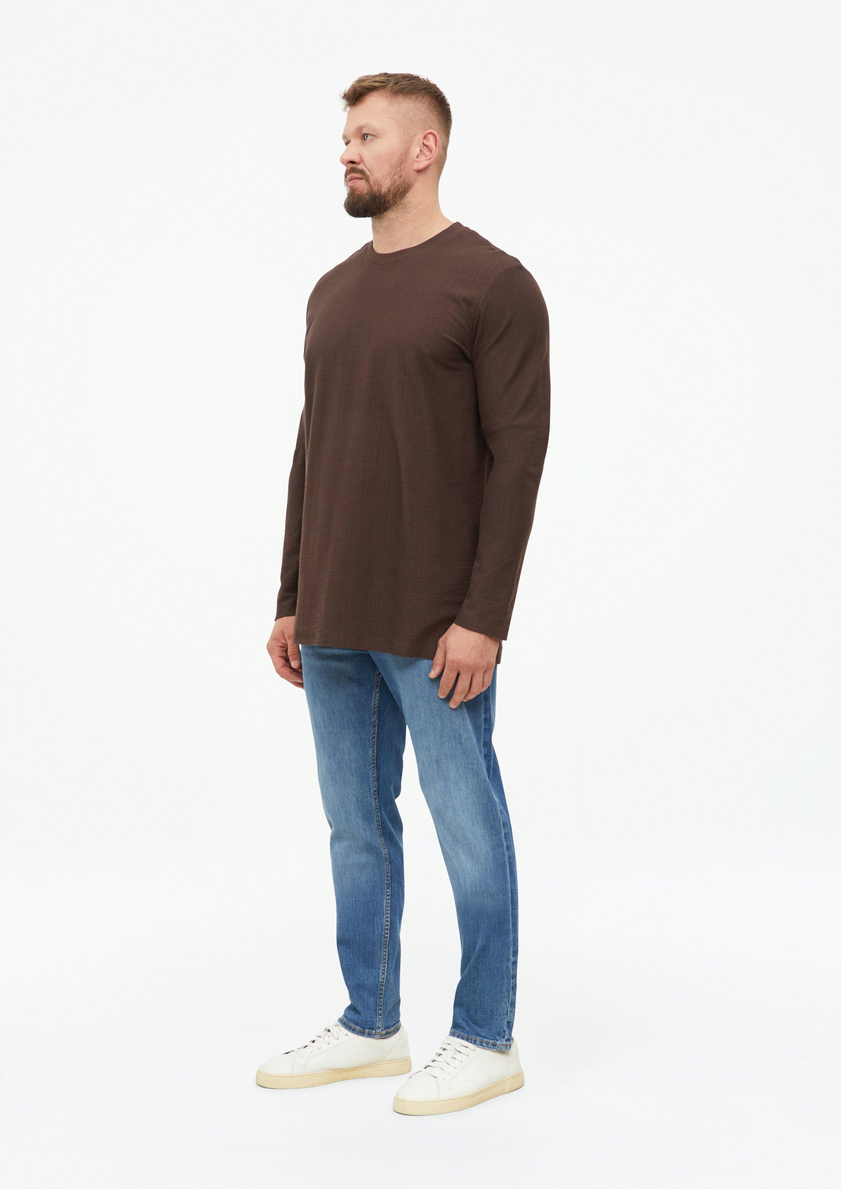Hommes T-shirt à manches longues texturé, 100 % coton en brun de s.Oliver Men Tall Sizes