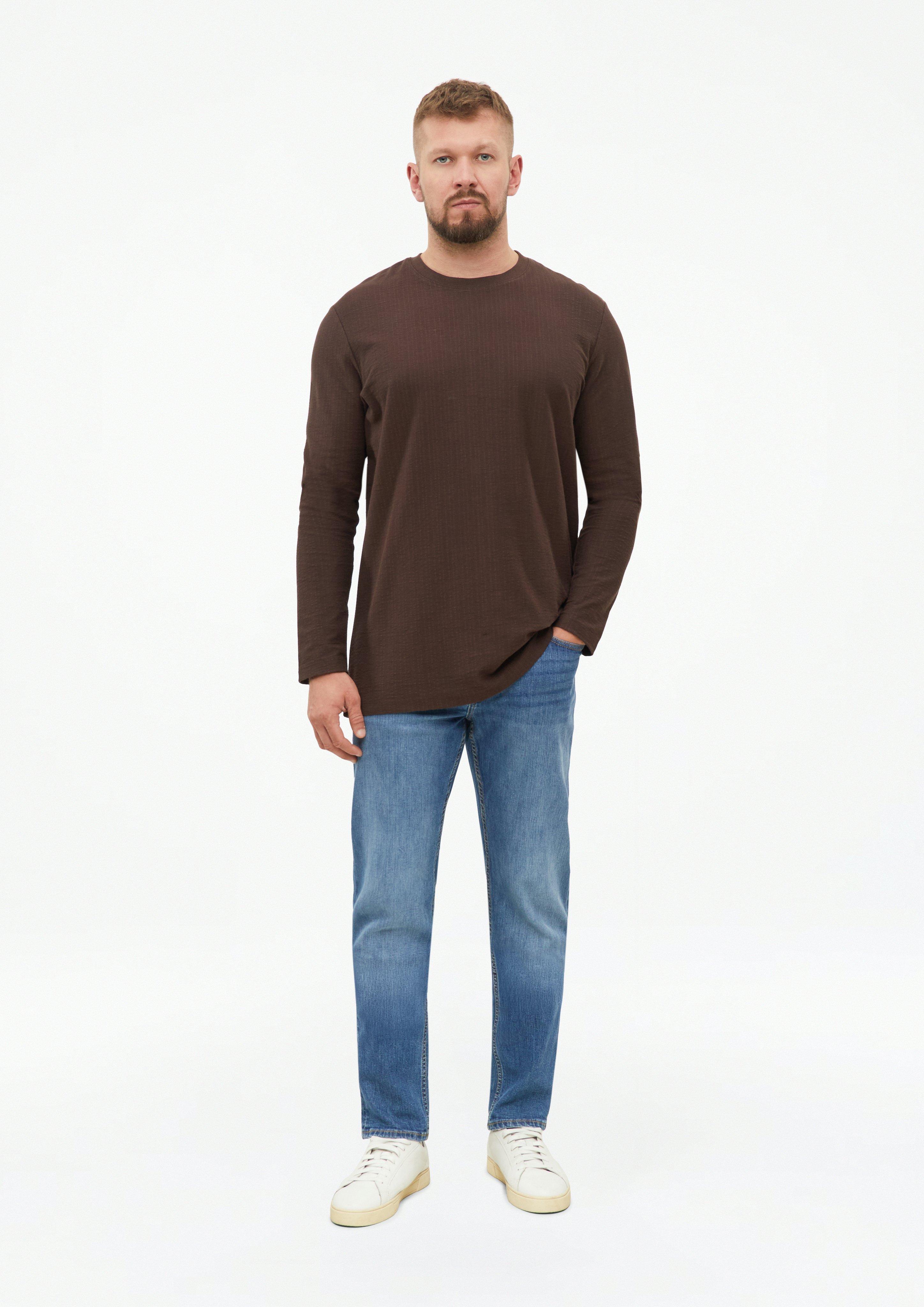 Hommes T-shirt à manches longues texturé, 100 % coton en brun de s.Oliver Men Tall Sizes