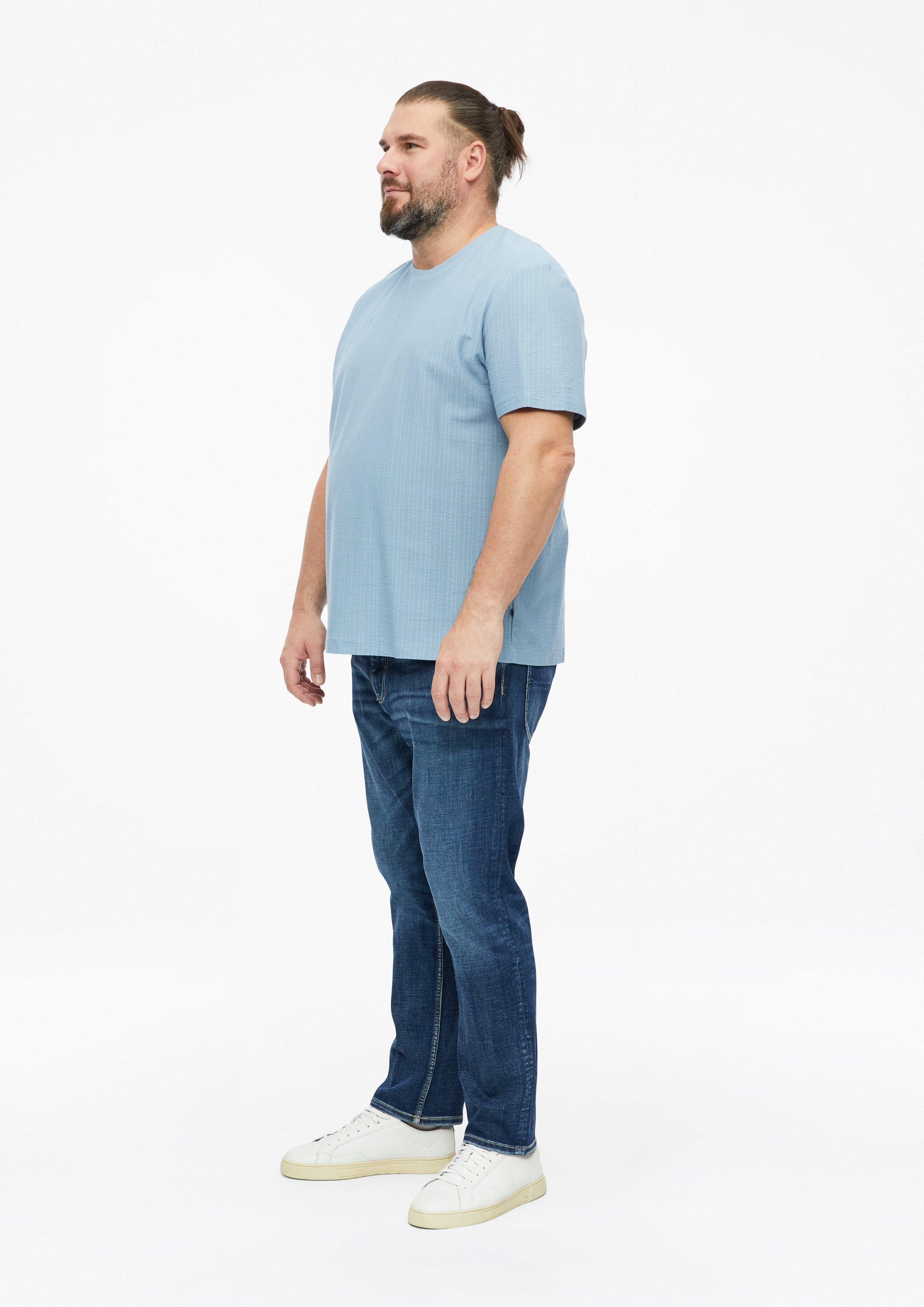 Herren T-Shirt mit Rippstruktur in blau von s.Oliver Men Big Sizes