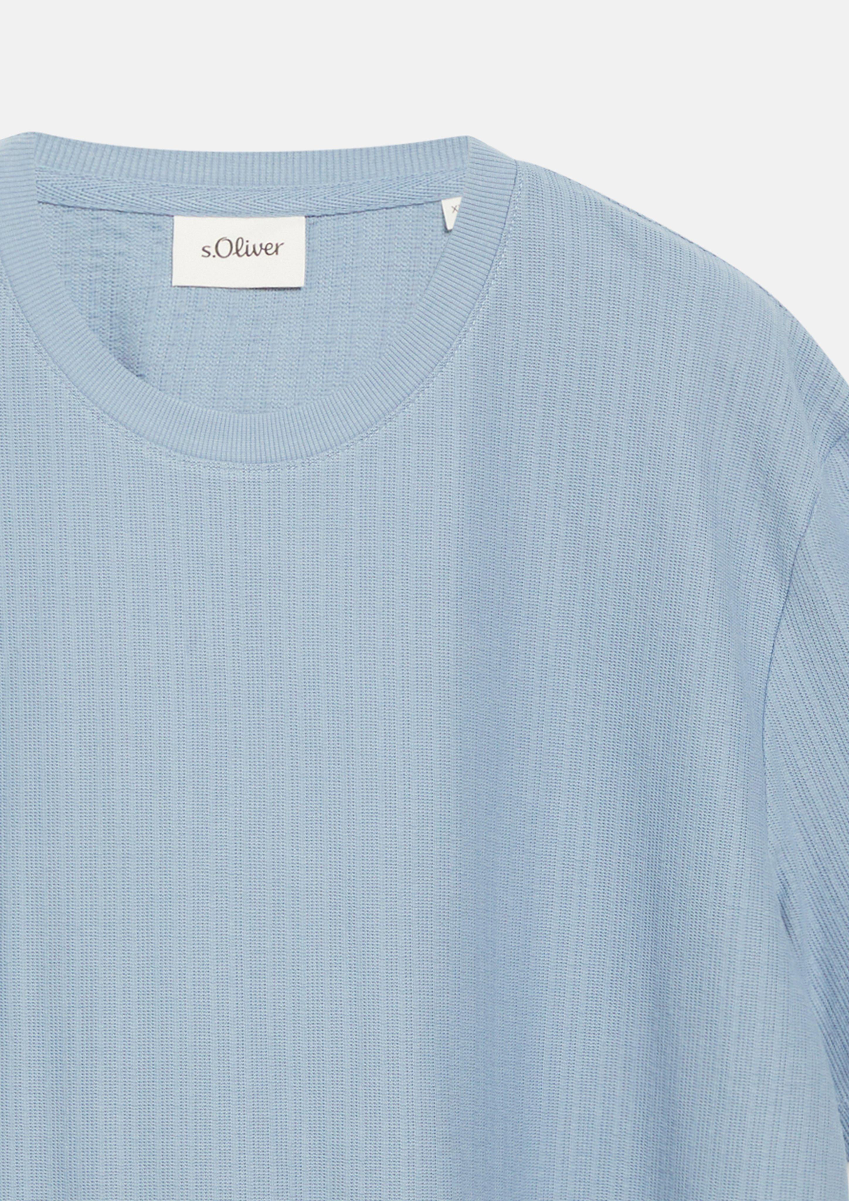 Herren T-Shirt mit Rippstruktur in blau von s.Oliver Men Big Sizes