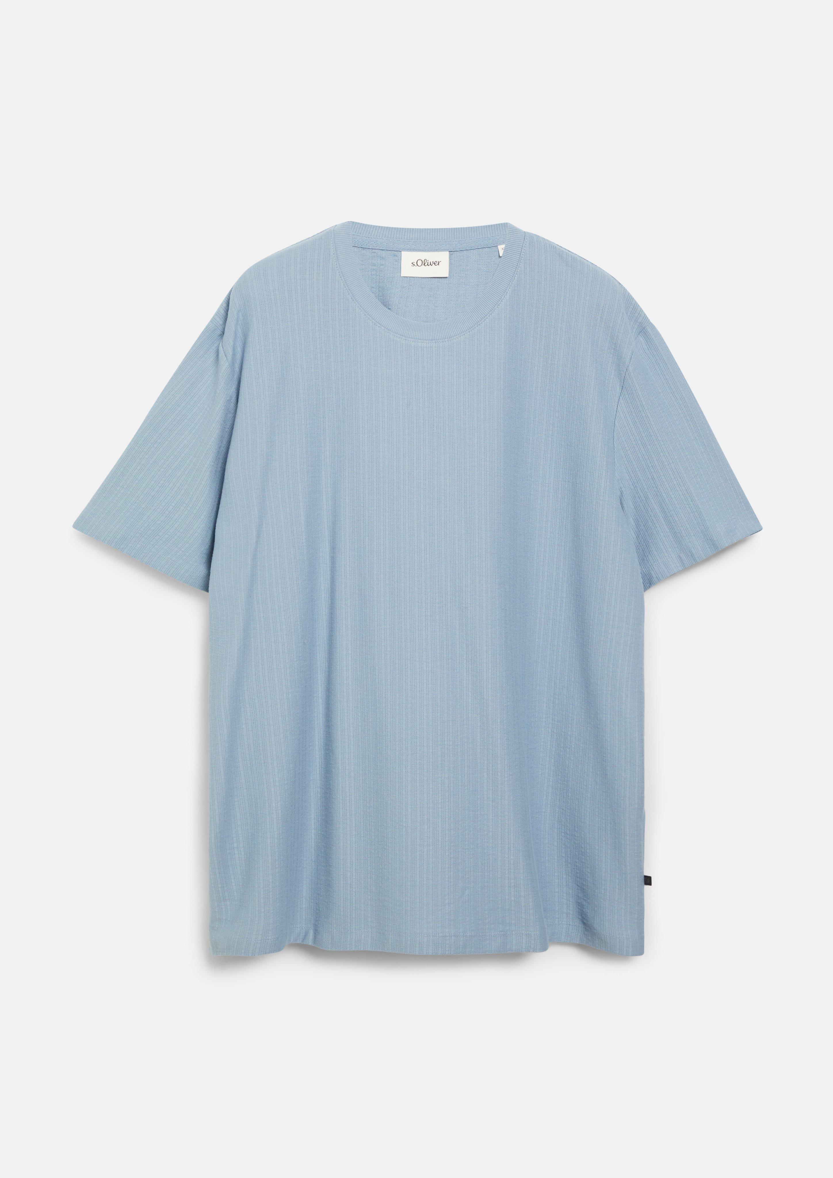 Herren T-Shirt mit Rippstruktur in hellblau von s.Oliver Men Big Sizes