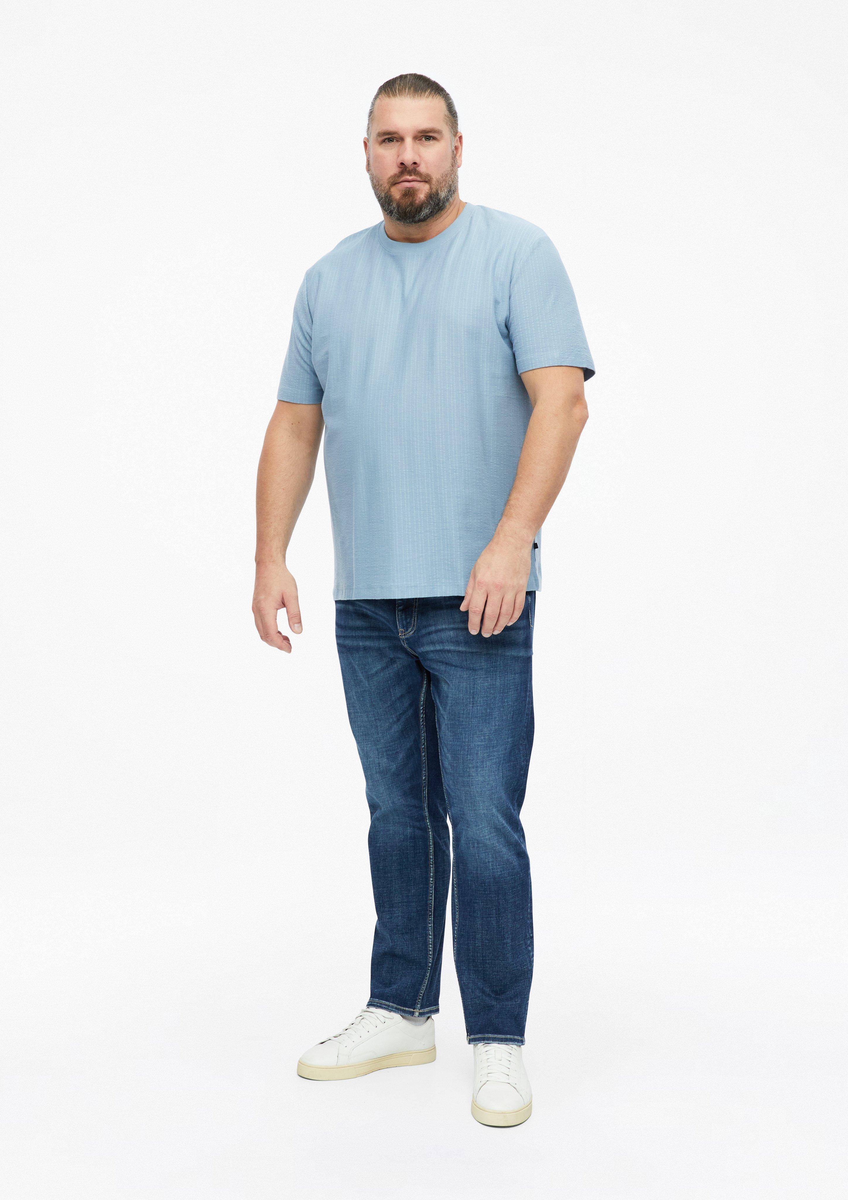 Herren T-Shirt mit Rippstruktur in blau von s.Oliver Men Big Sizes