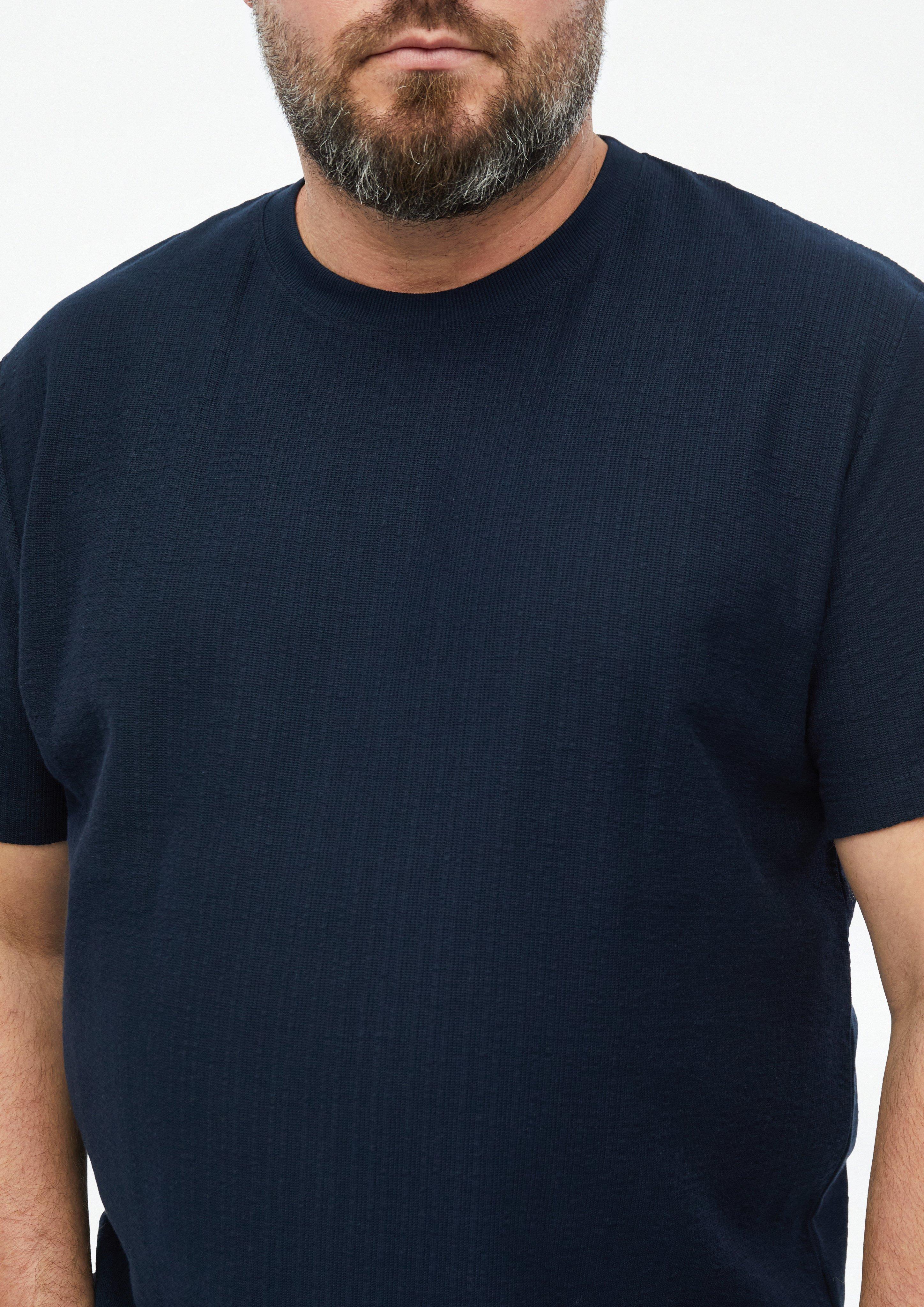 Heren T-shirt met geribbelde structuur in blauw van s.Oliver Men Big Sizes