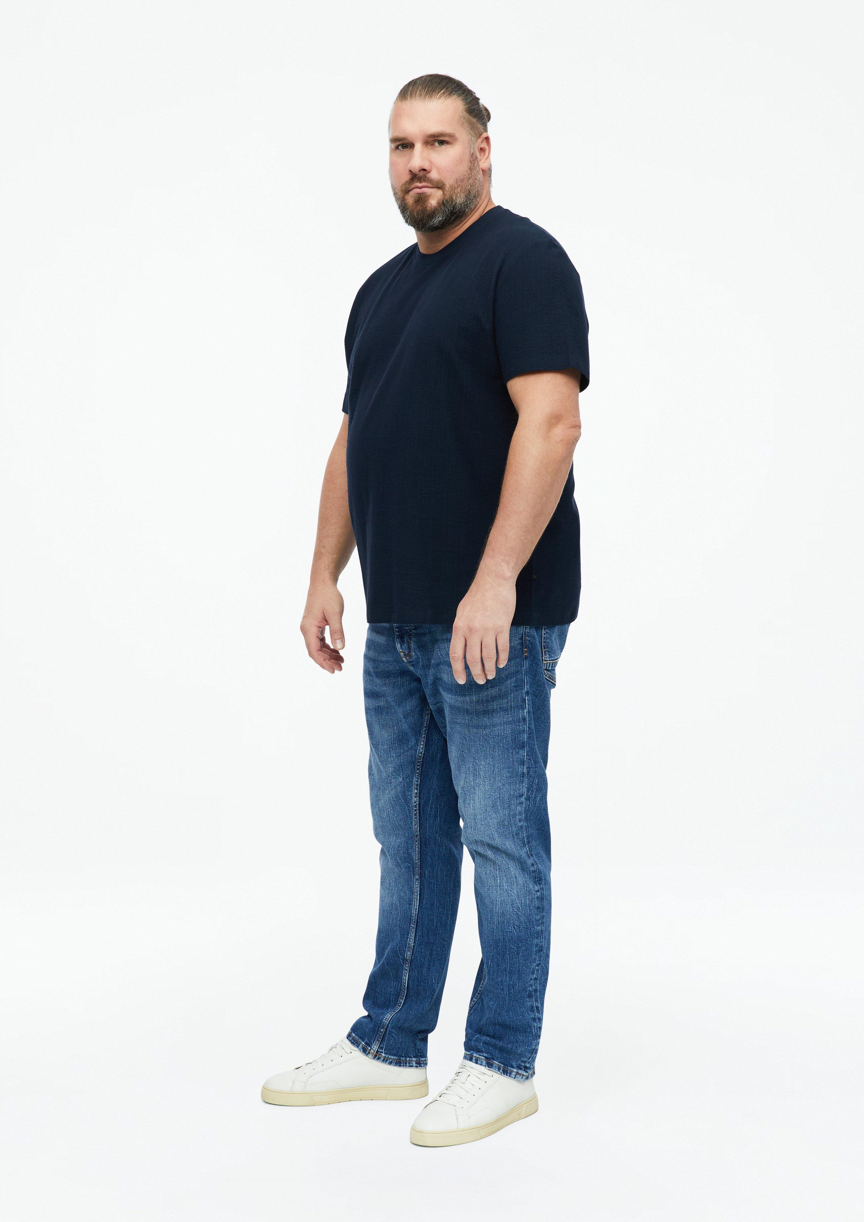 Heren T-shirt met geribbelde structuur in blauw van s.Oliver Men Big Sizes