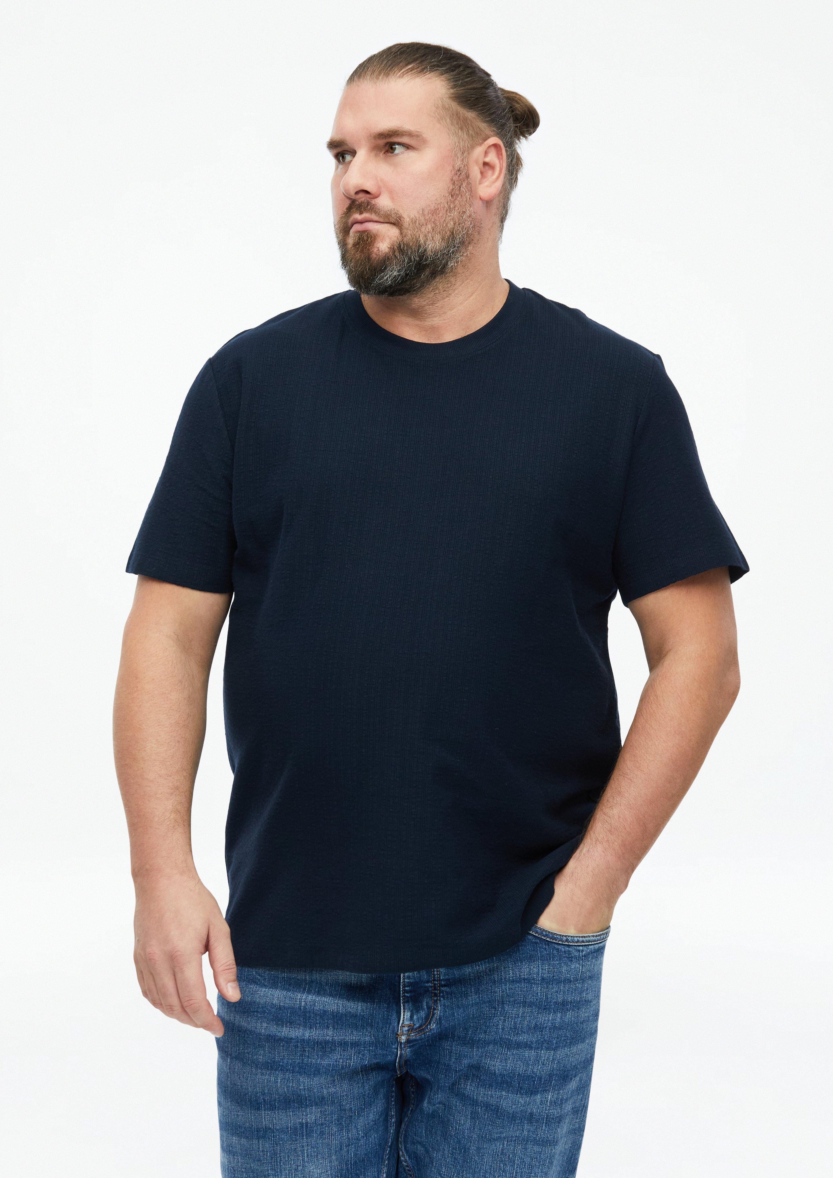 T-shirt met geribbelde structuur in navy van s.Oliver Men Big Sizes