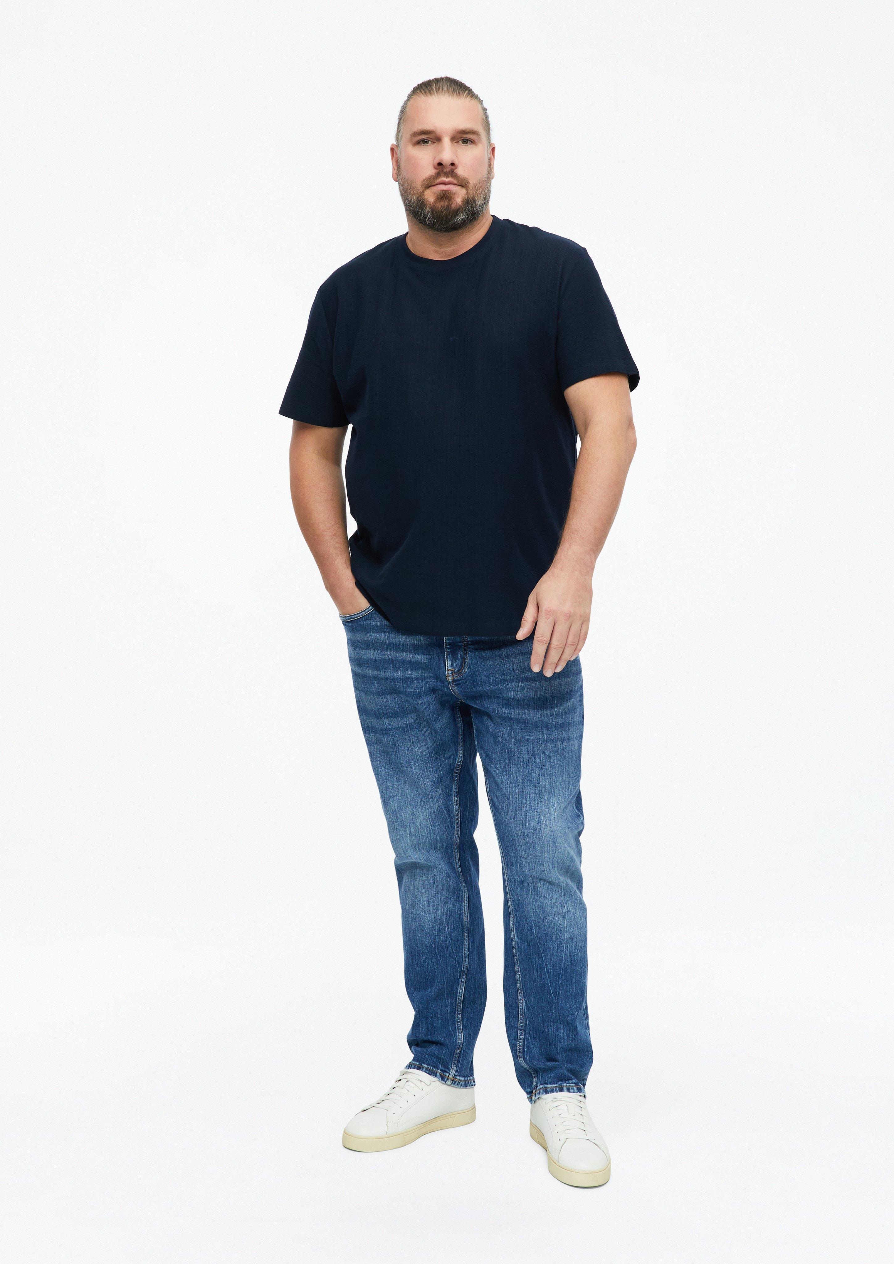 Heren T-shirt met geribbelde structuur in blauw van s.Oliver Men Big Sizes