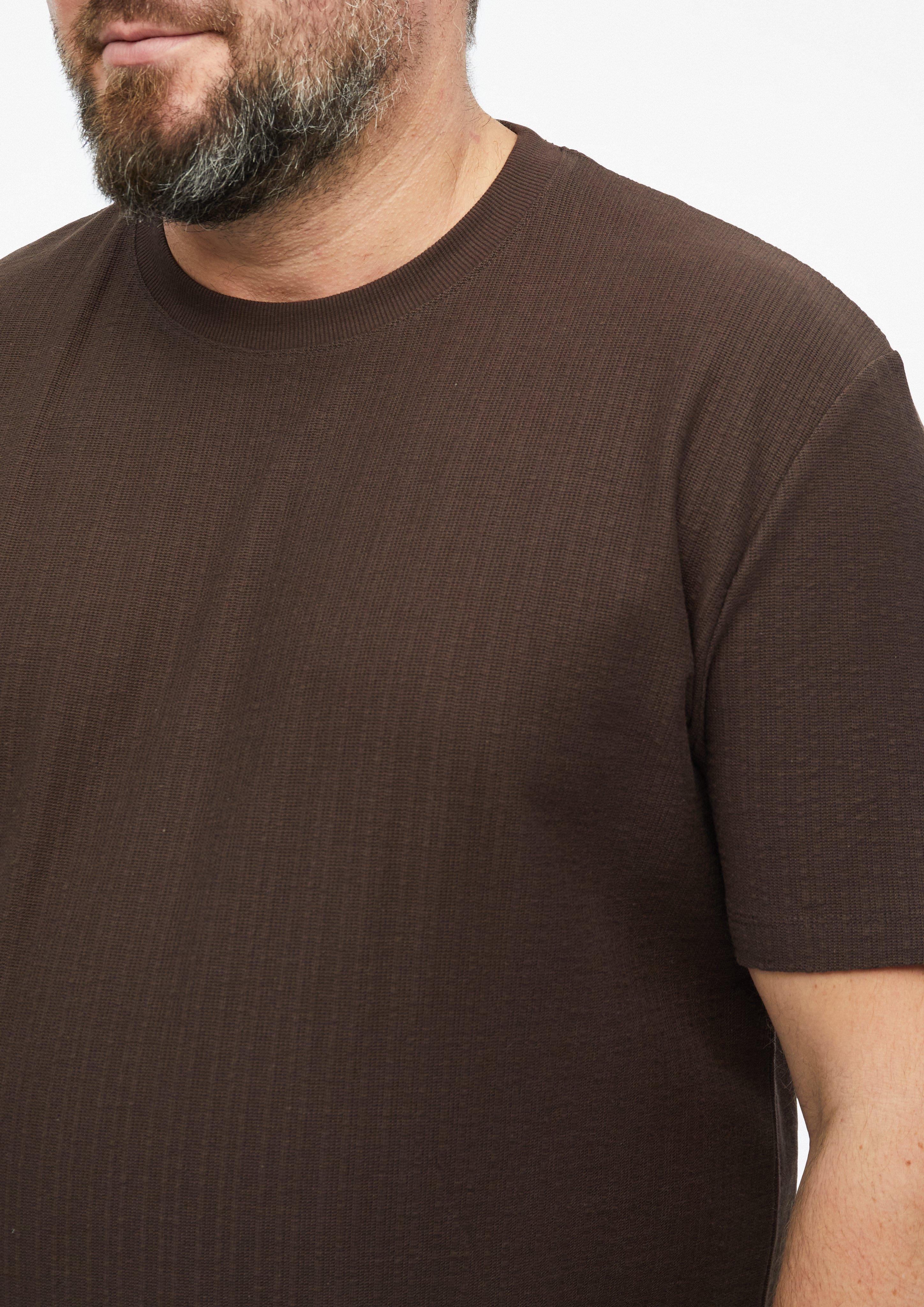 Herren T-Shirt mit Rippstruktur in braun von s.Oliver Men Big Sizes