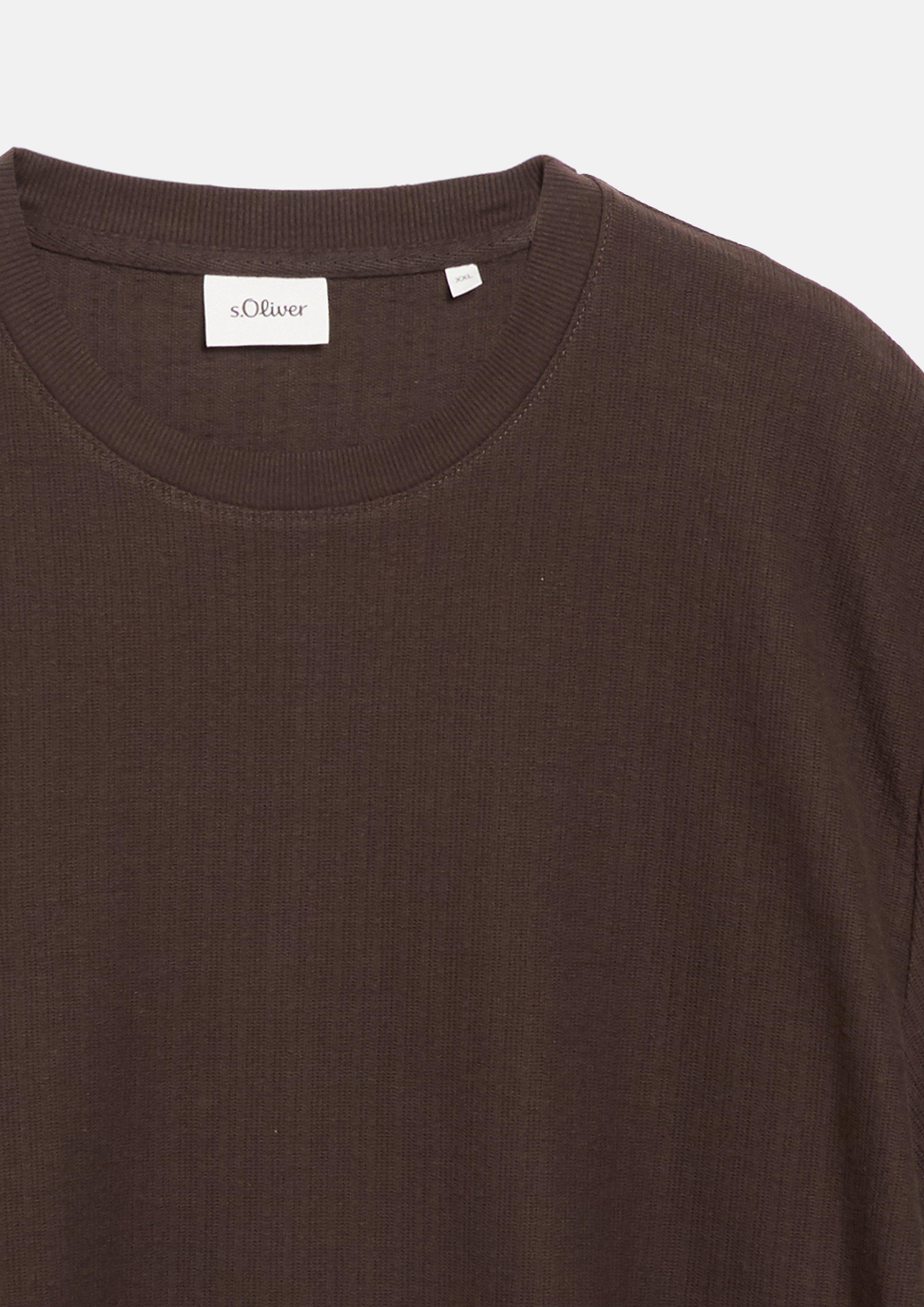 Herren T-Shirt mit Rippstruktur in braun von s.Oliver Men Big Sizes