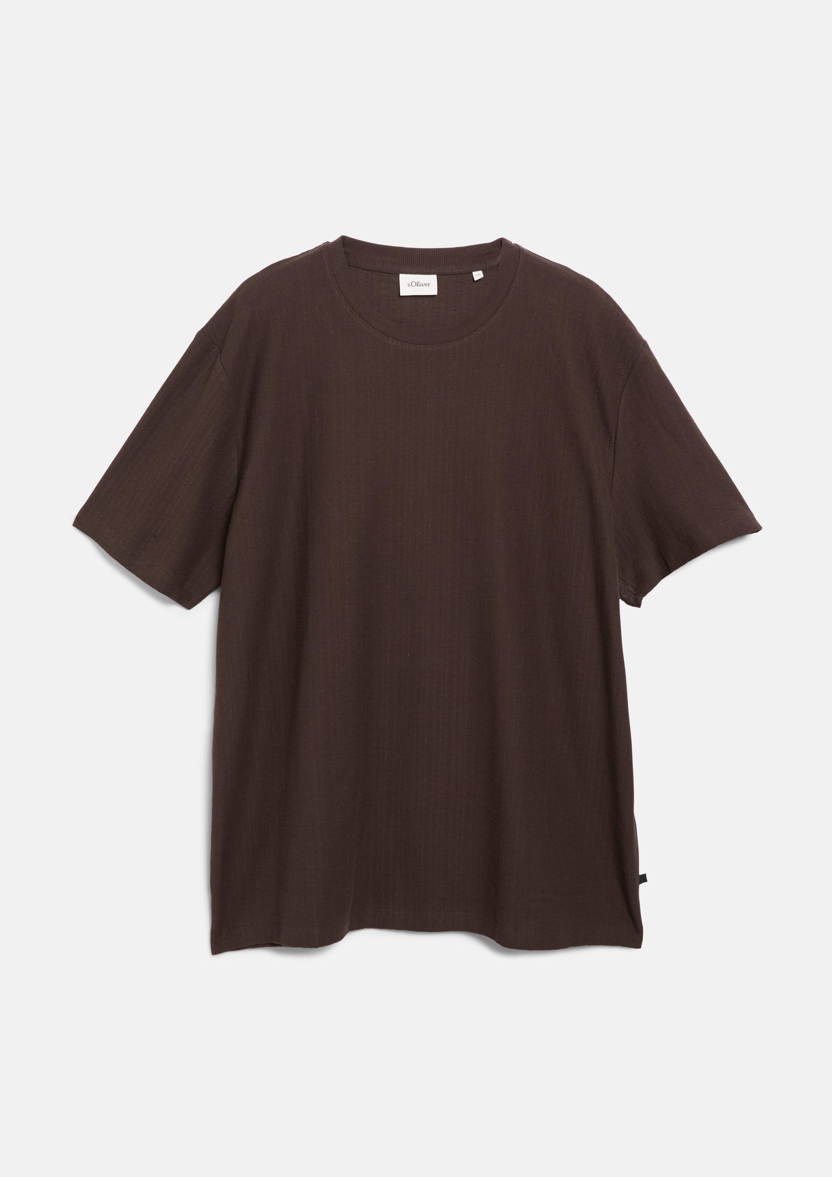 Herren T-Shirt mit Rippstruktur in dunkelbraun von s.Oliver Men Big Sizes