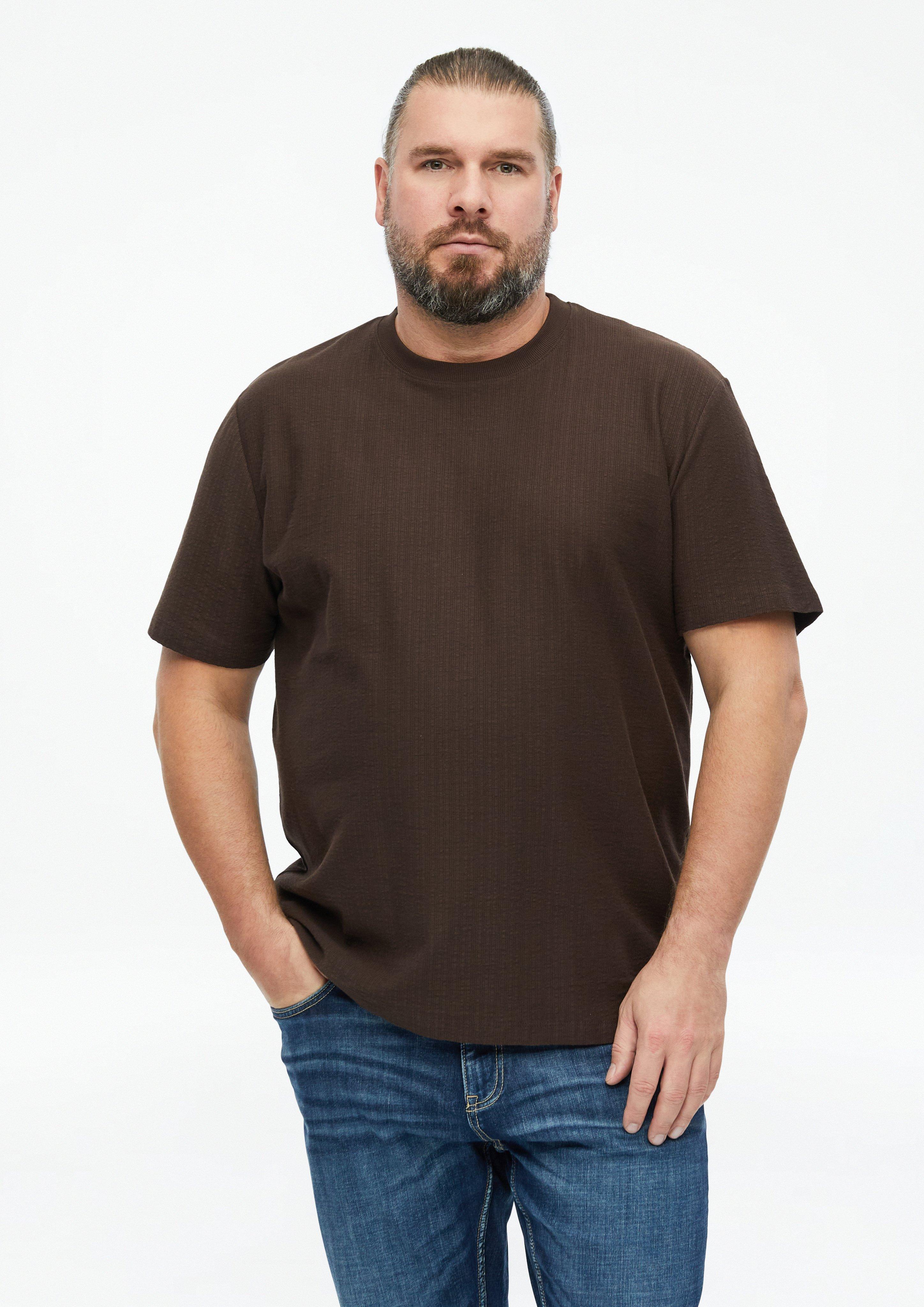 T-Shirt mit Rippstruktur in Farbe dunkelbraun von s.Oliver Men Big Sizes