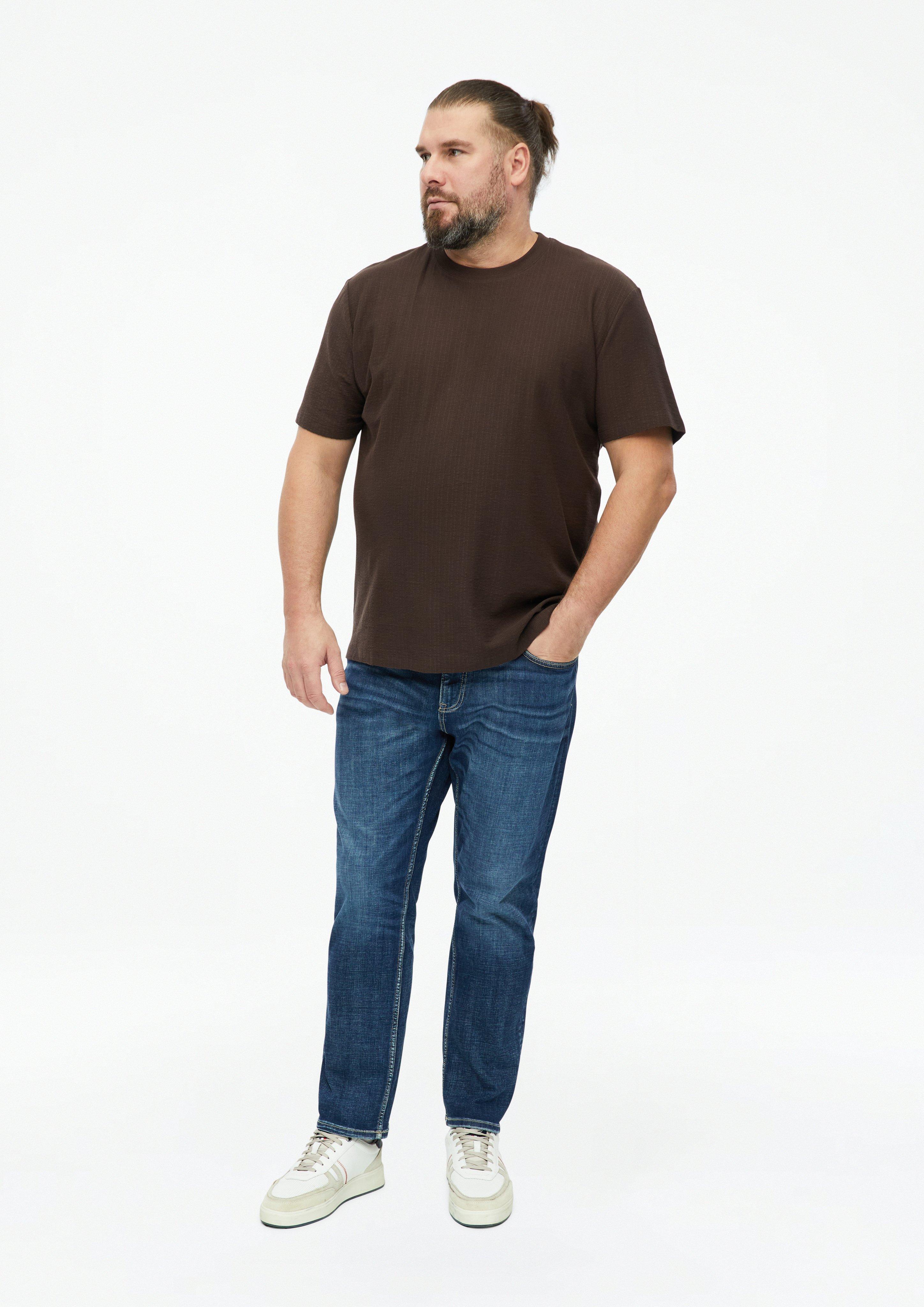 Herren T-Shirt mit Rippstruktur in braun von s.Oliver Men Big Sizes