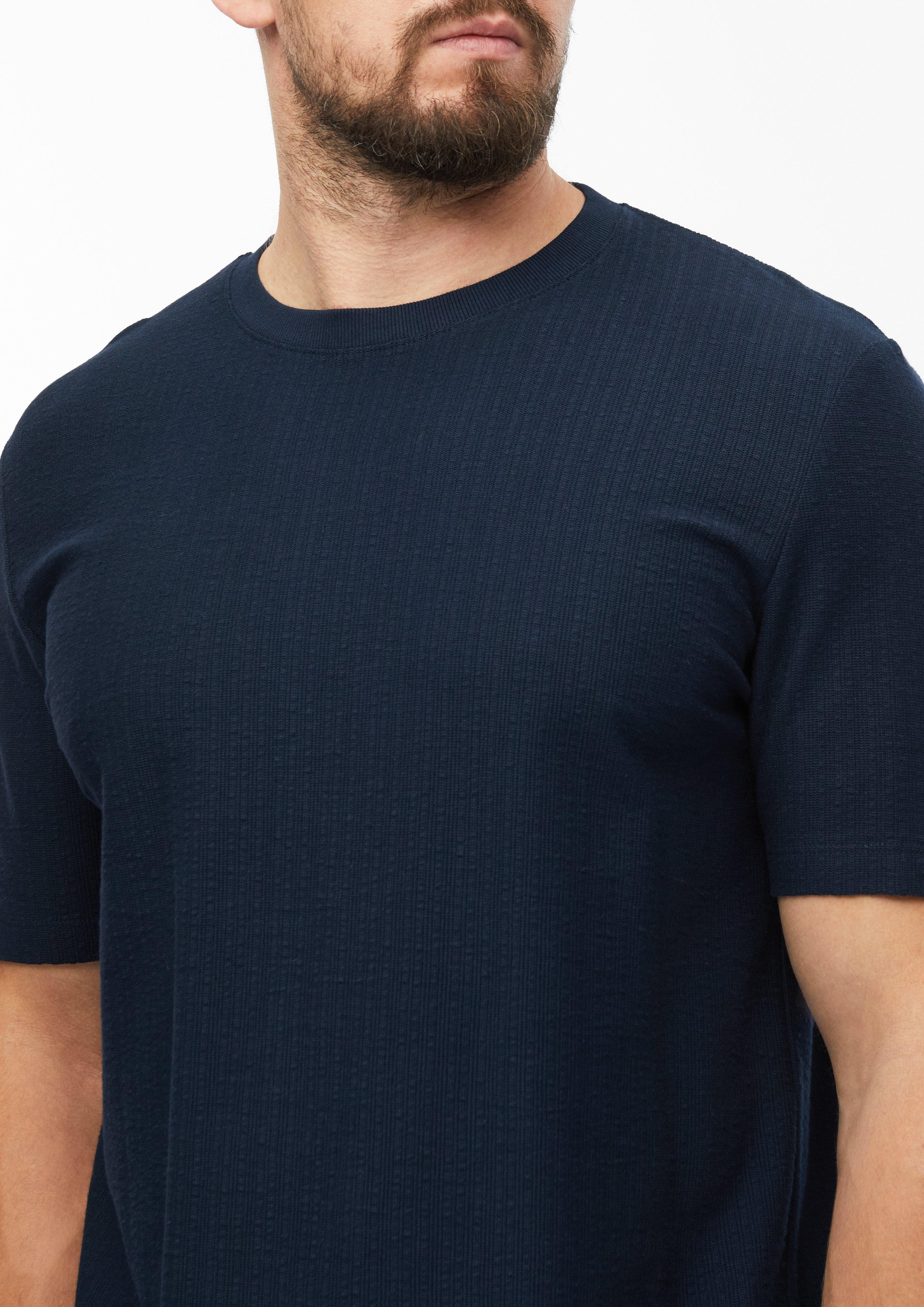 Heren T-shirt met geribbelde structuur in blauw van s.Oliver Men Tall Sizes