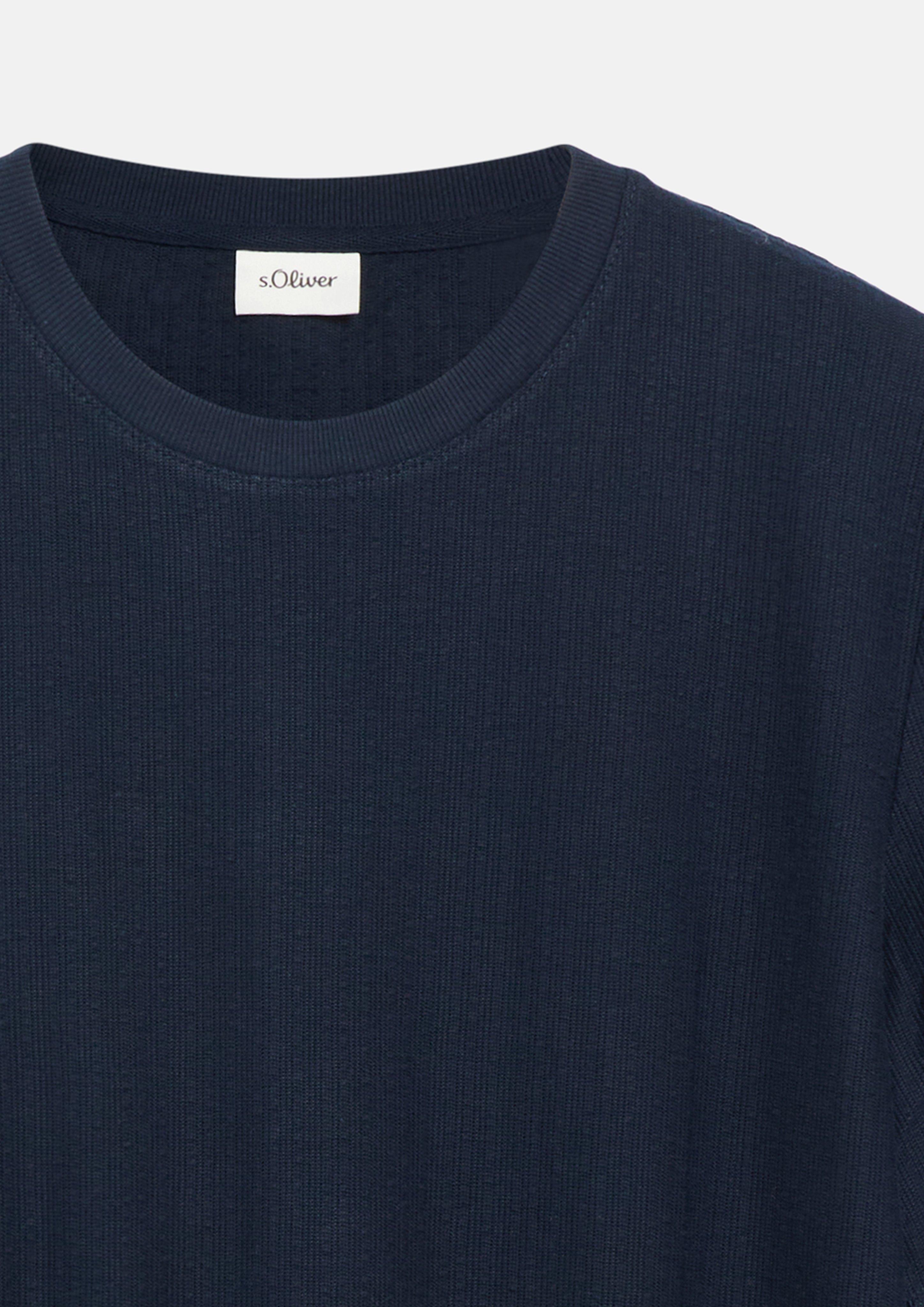Heren T-shirt met geribbelde structuur in blauw van s.Oliver Men Tall Sizes