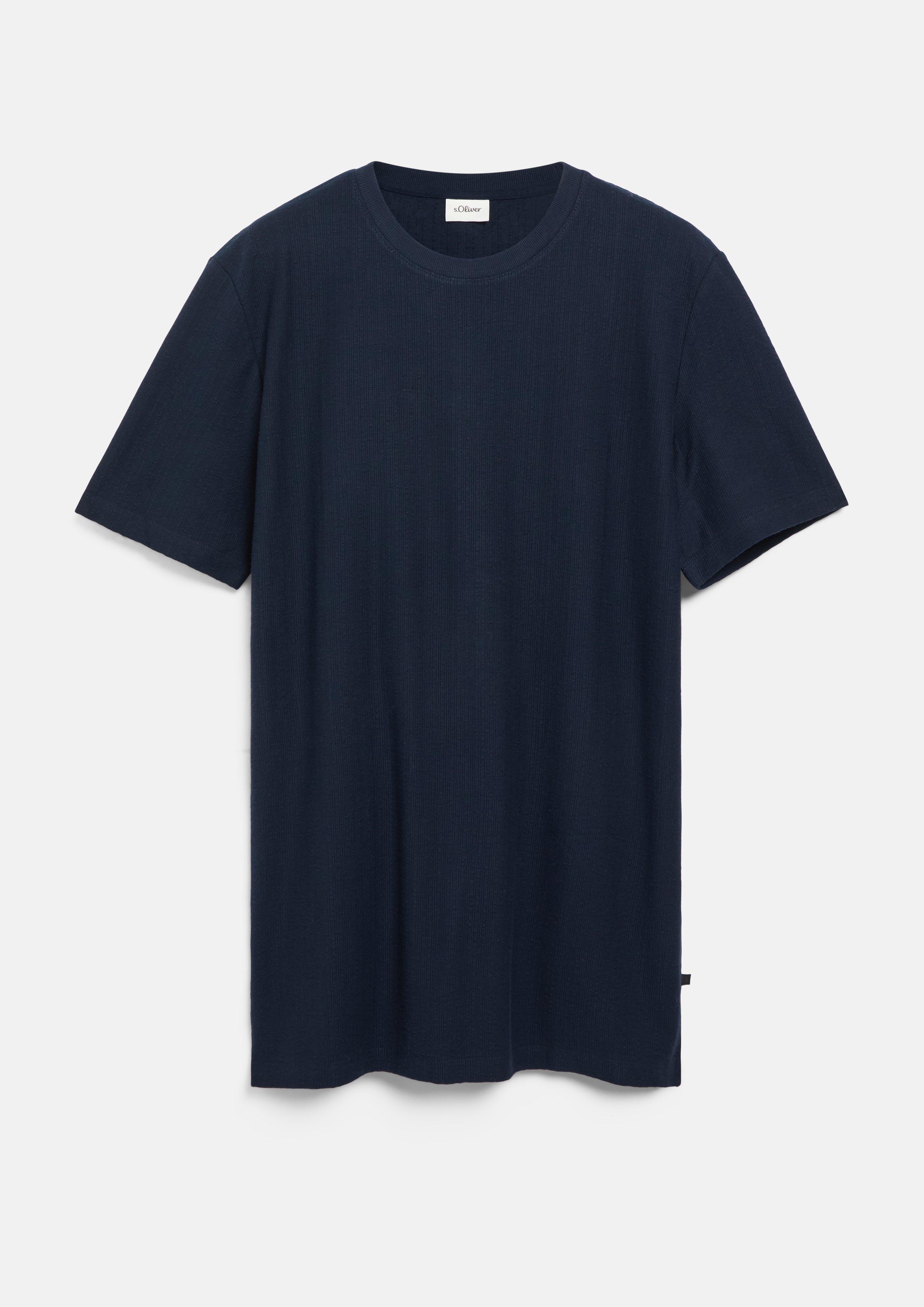 Hommes T-shirt à texture côtelée en bleu marine de s.Oliver Men Tall Sizes