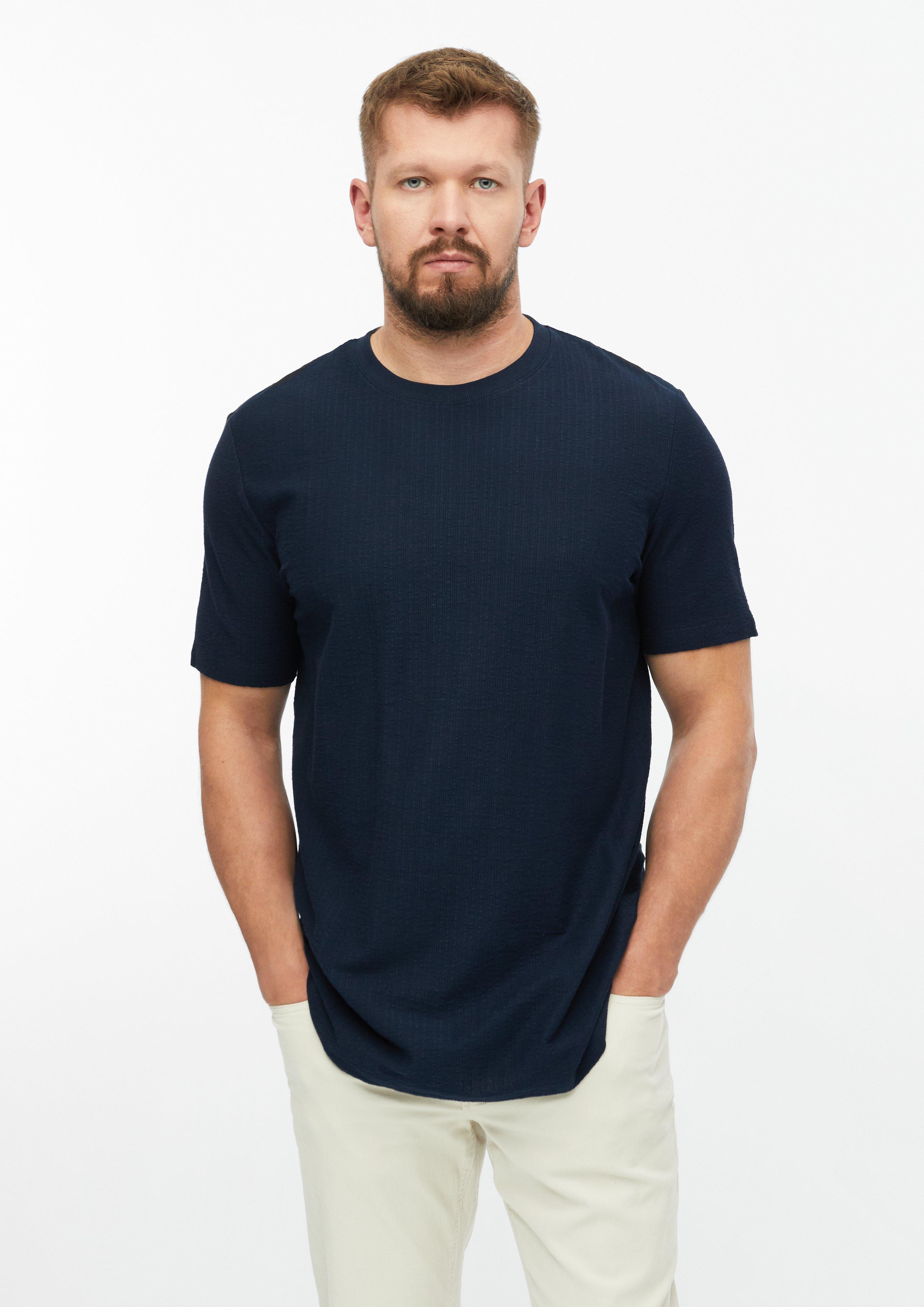T-Shirt mit Rippstruktur in Farbe navy von s.Oliver Men Tall Sizes