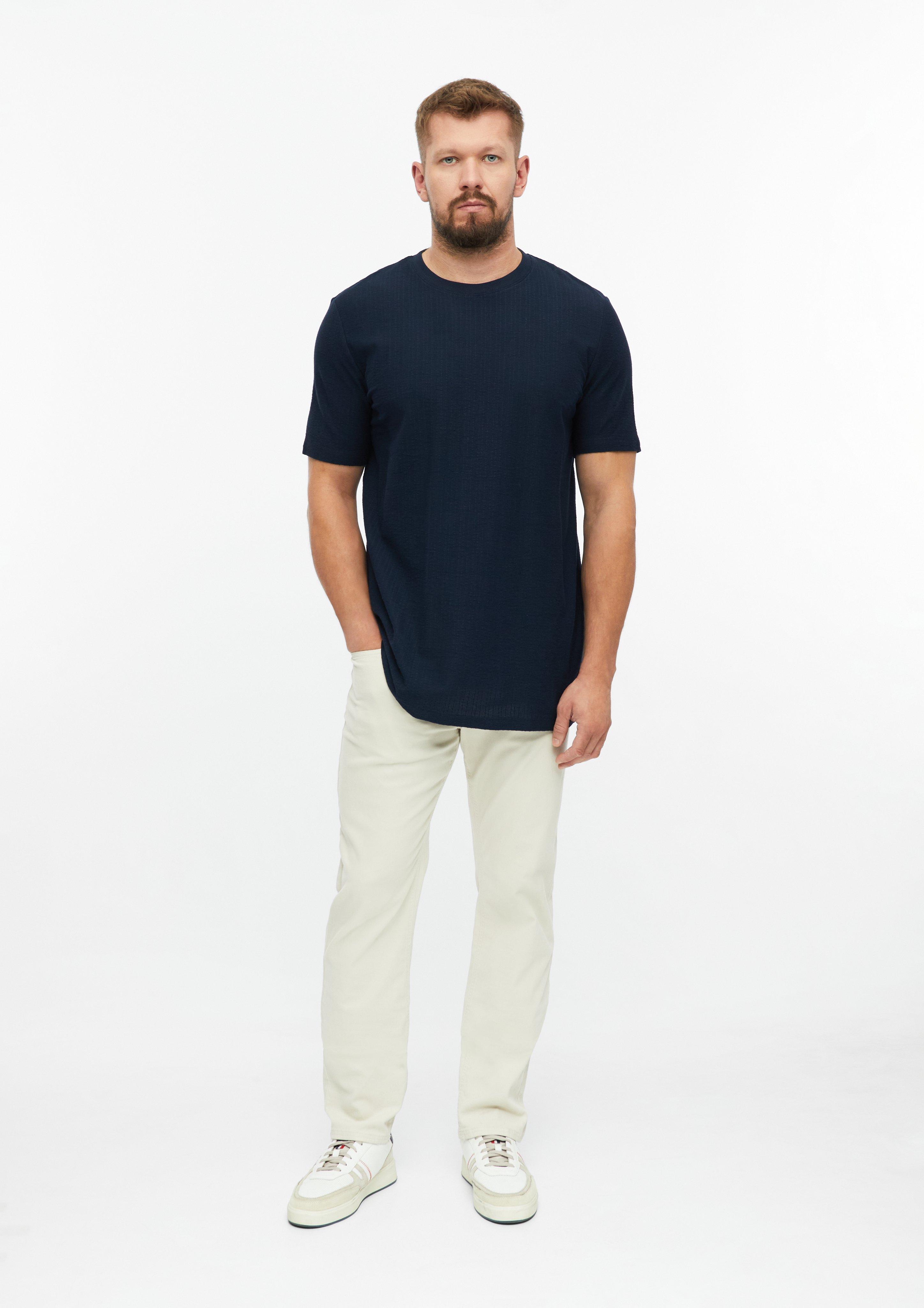 Heren T-shirt met geribbelde structuur in blauw van s.Oliver Men Tall Sizes