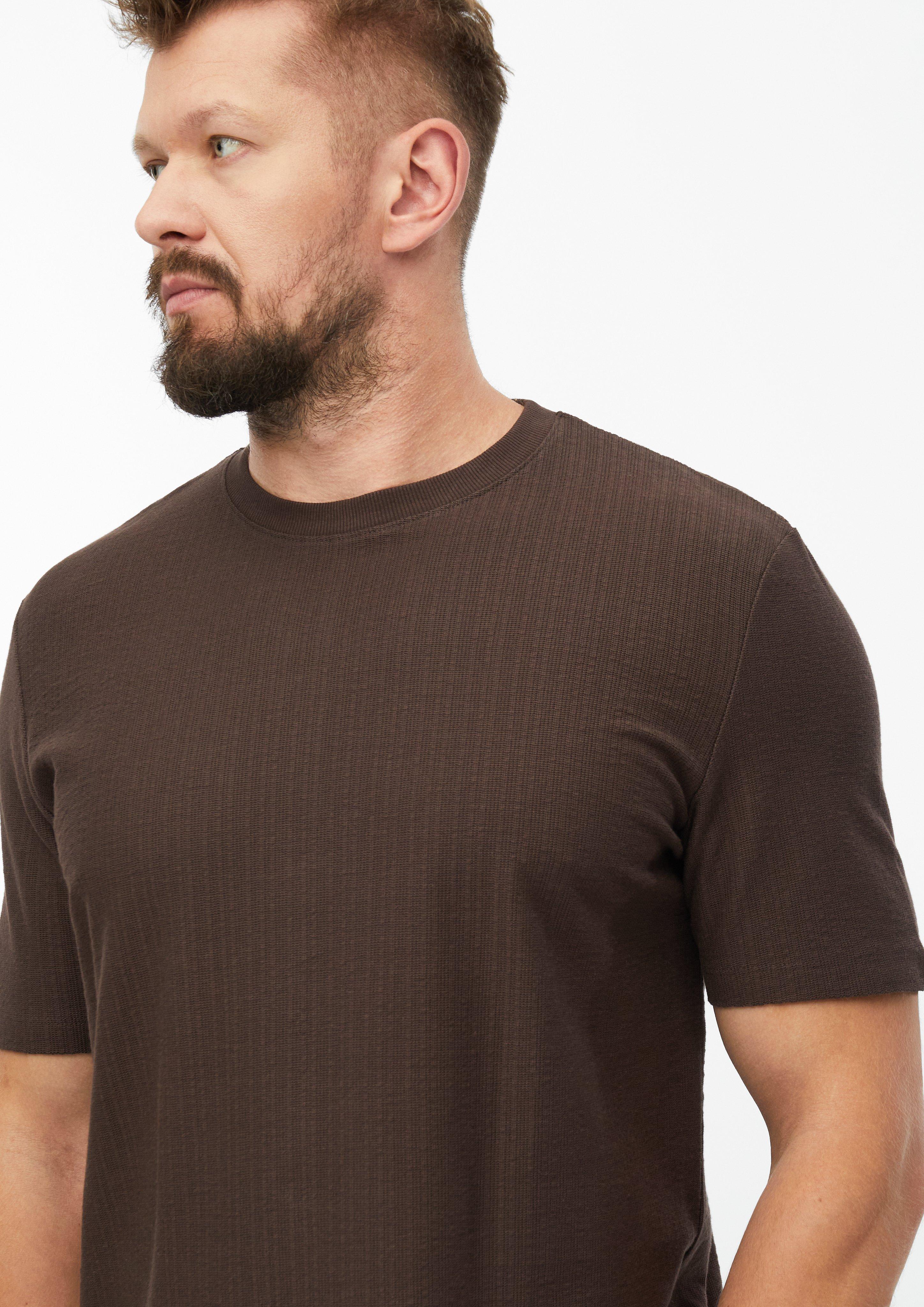 Hommes T-shirt à texture côtelée en brun de s.Oliver Men Tall Sizes
