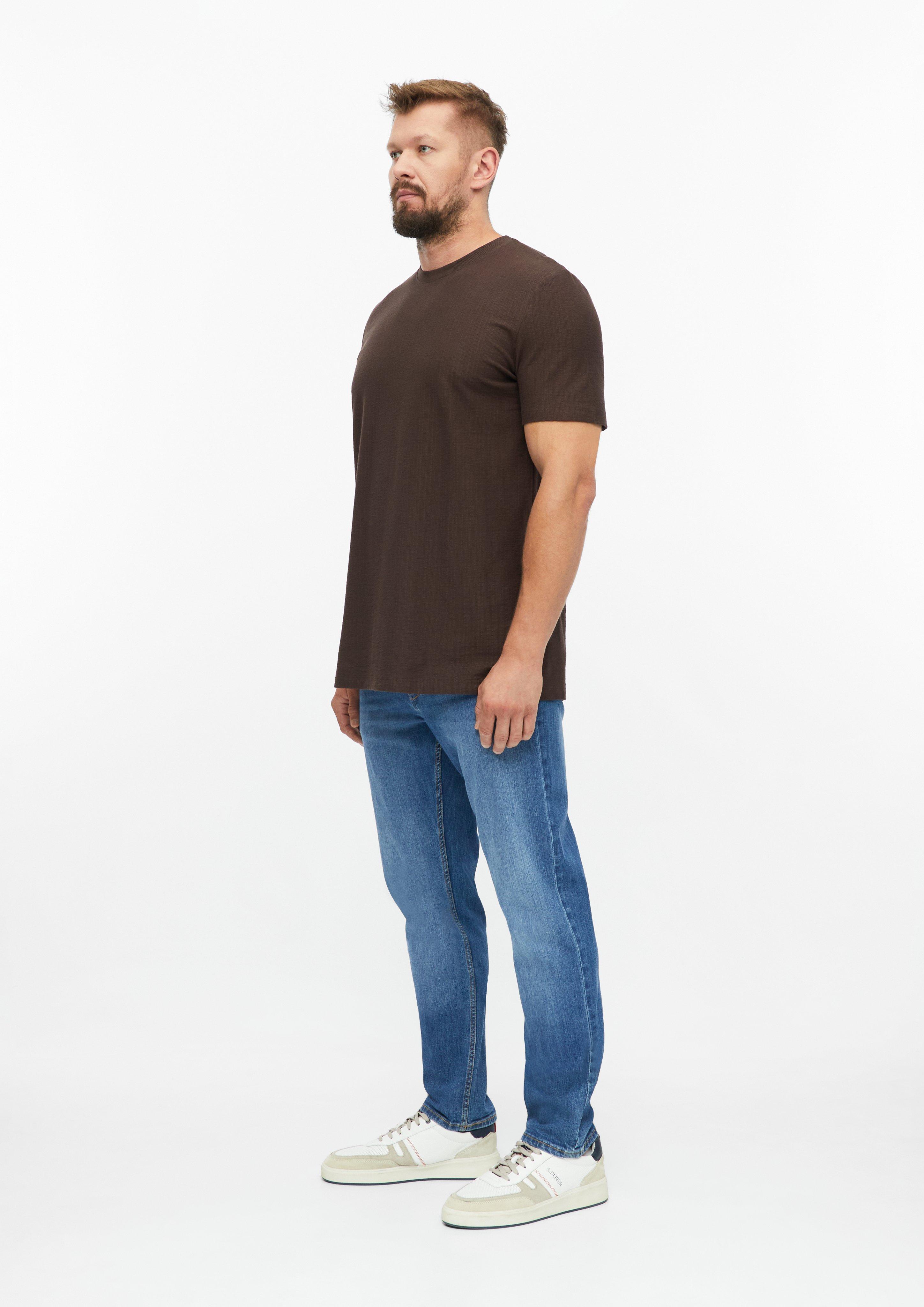 Hommes T-shirt à texture côtelée en brun de s.Oliver Men Tall Sizes
