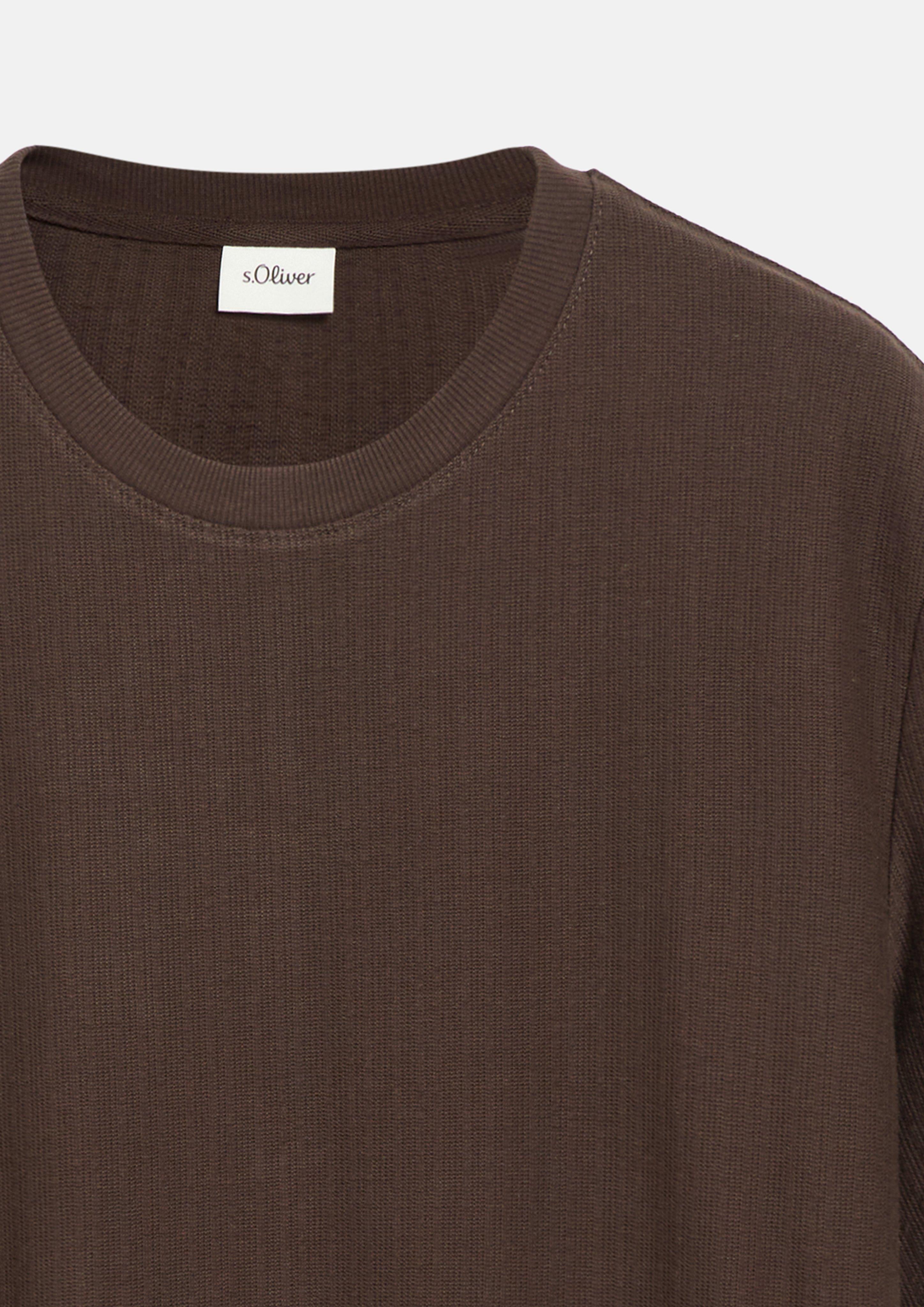 Hommes T-shirt à texture côtelée en brun de s.Oliver Men Tall Sizes
