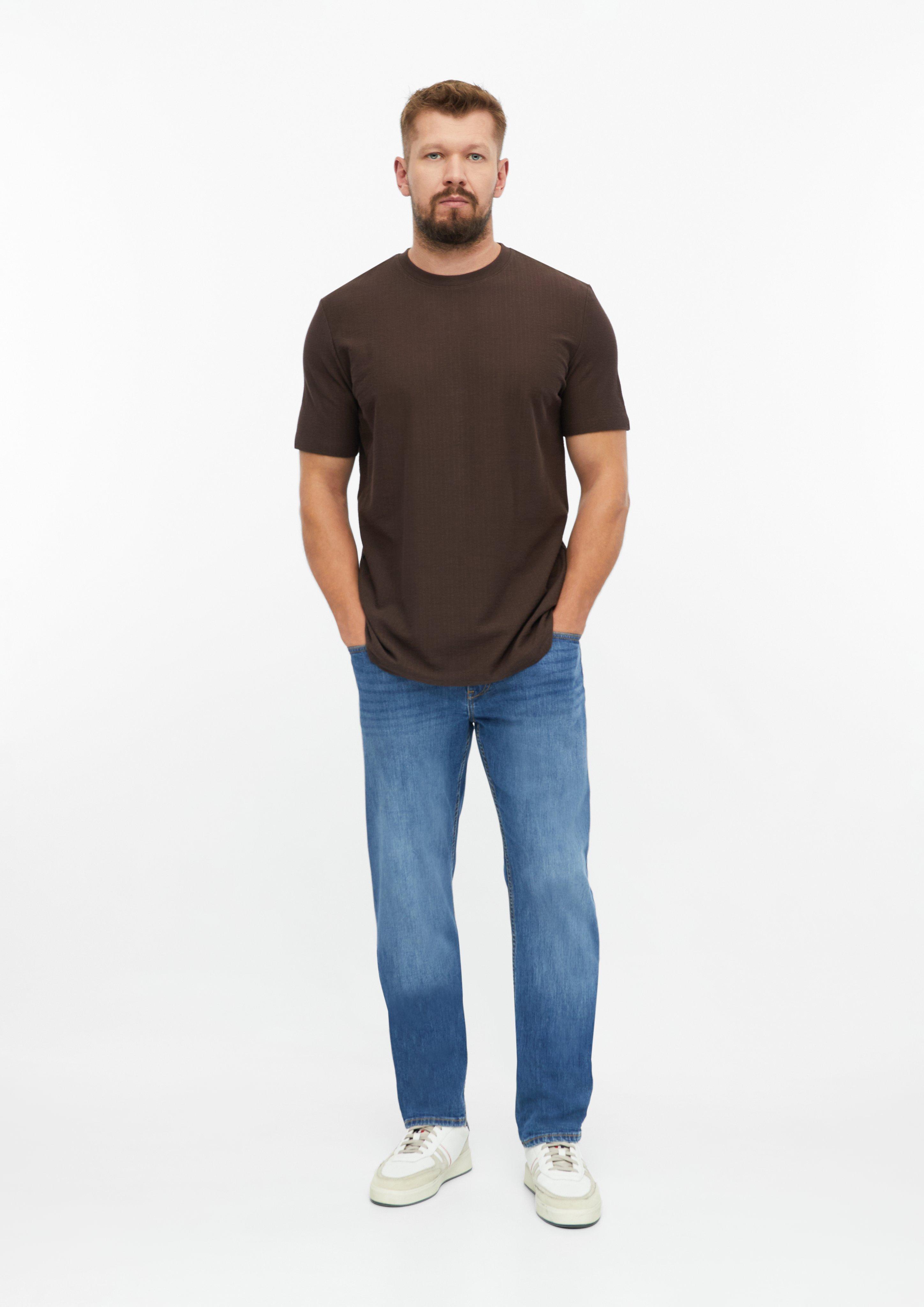 Hommes T-shirt à texture côtelée en brun de s.Oliver Men Tall Sizes