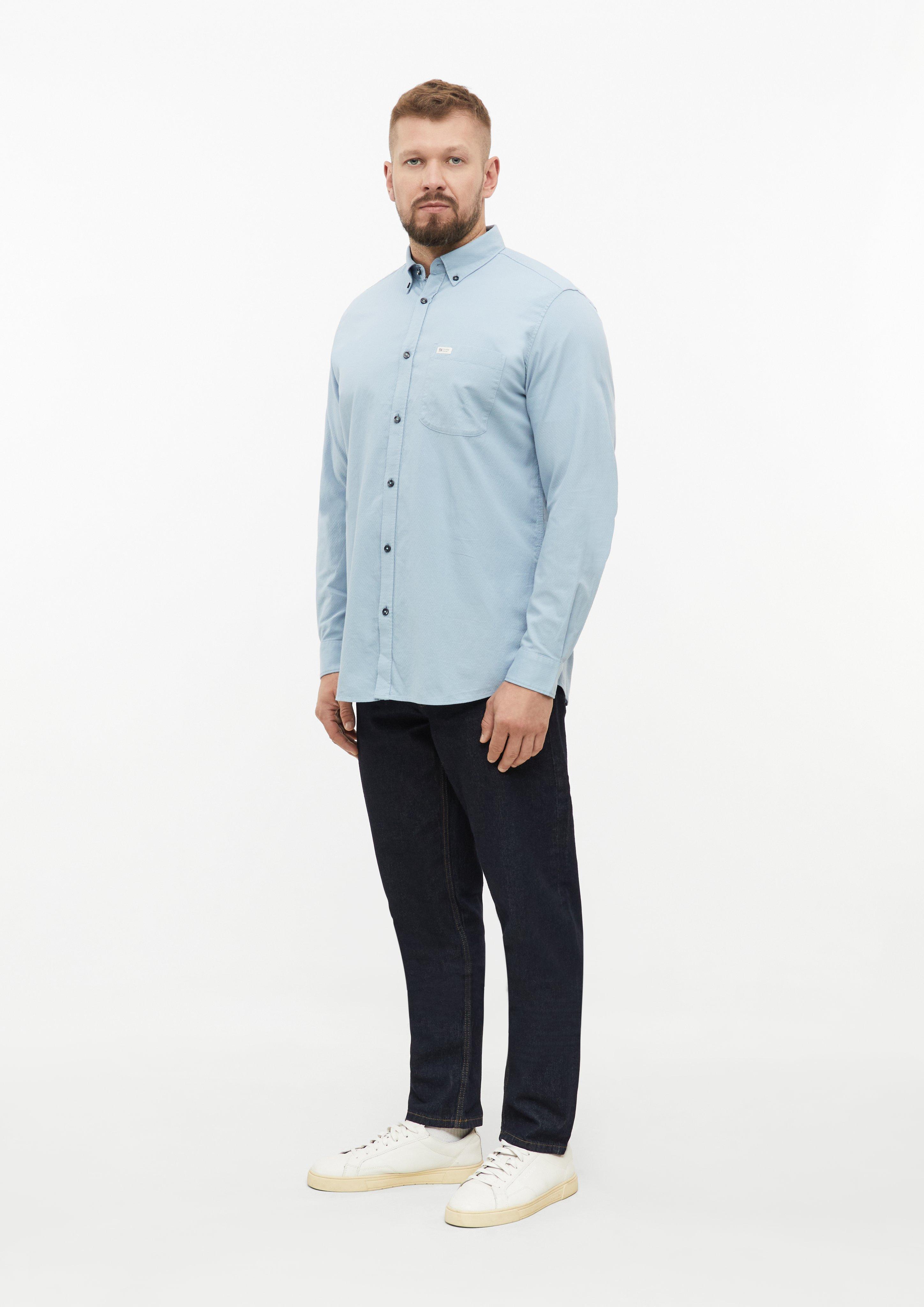 Hommes Coupe classique : chemise à la texture fine avec col boutonné en bleu de s.Oliver Men Tall Sizes