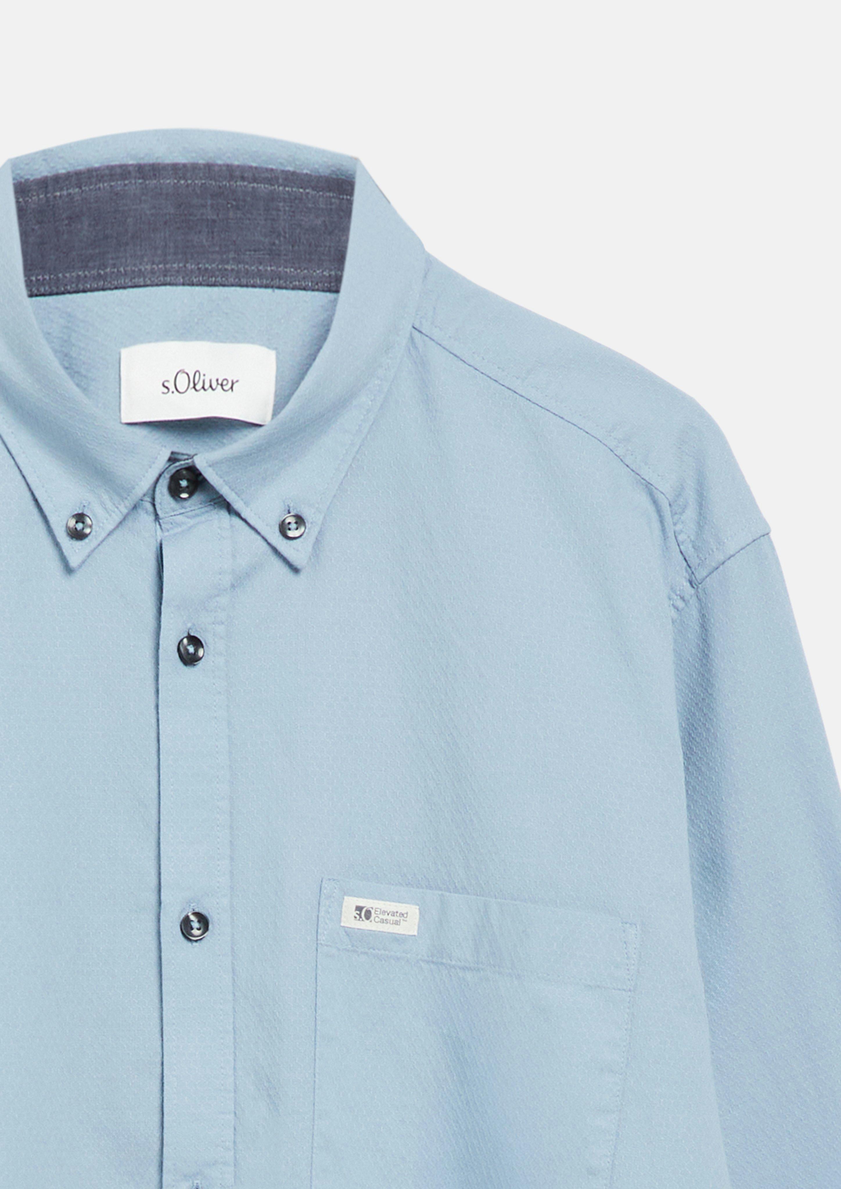 Hommes Coupe classique : chemise à la texture fine avec col boutonné en bleu de s.Oliver Men Tall Sizes