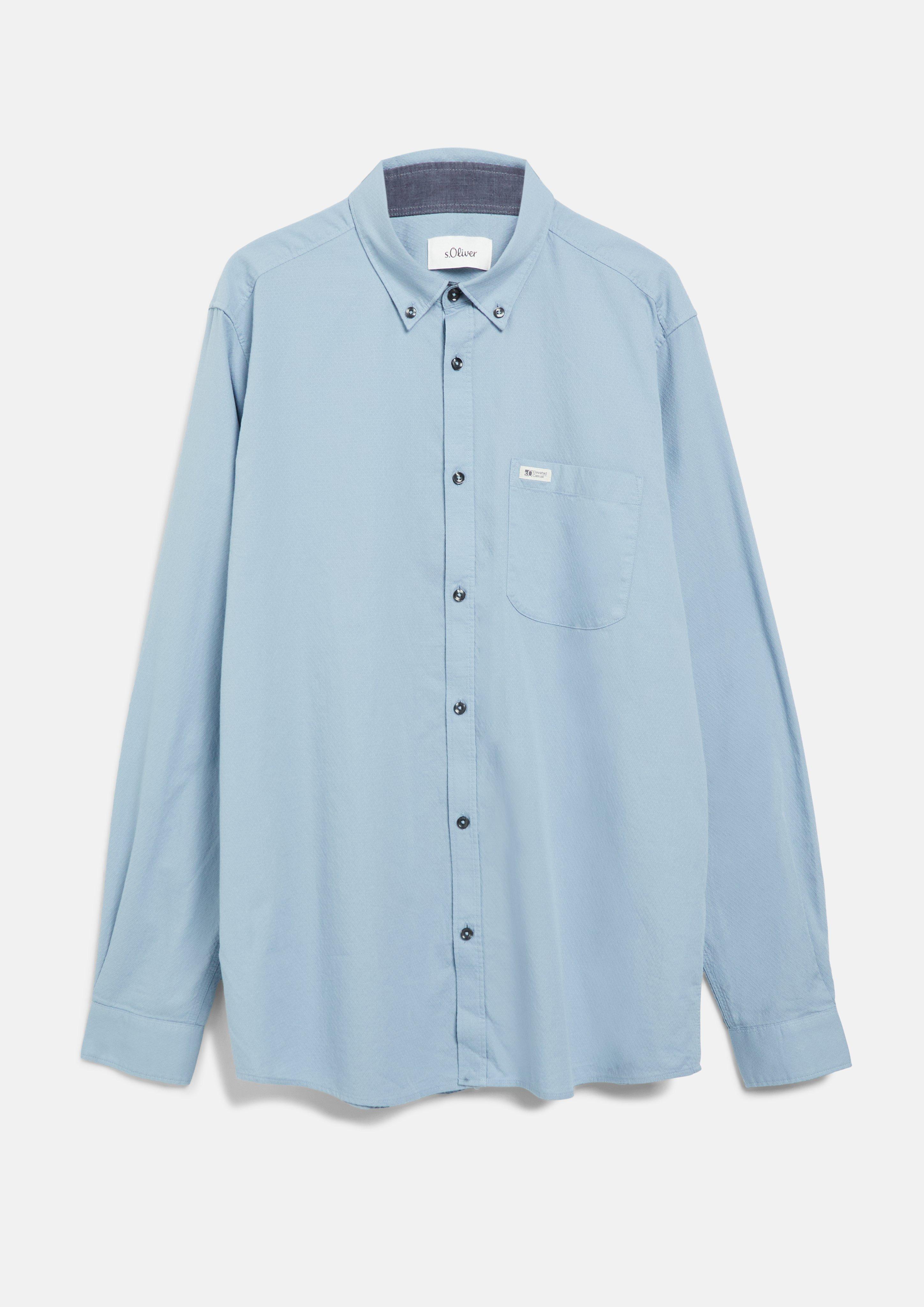 Coupe classique : chemise à la texture fine avec col boutonné en bleu clair de s.Oliver Men Tall Sizes