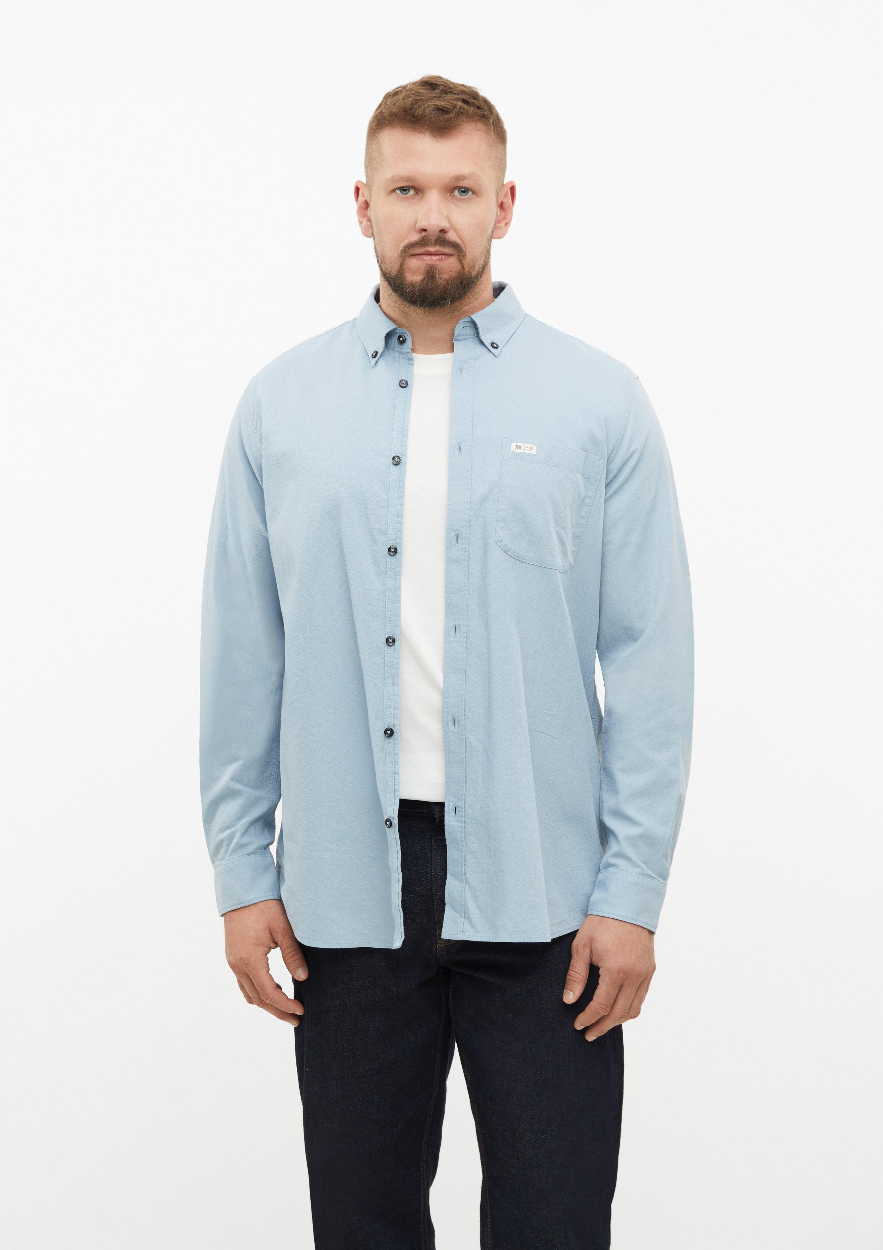 Regular Fit: Overhemd met fijne structuur en button-downkraag in lichtblauw van s.Oliver Men Tall Sizes