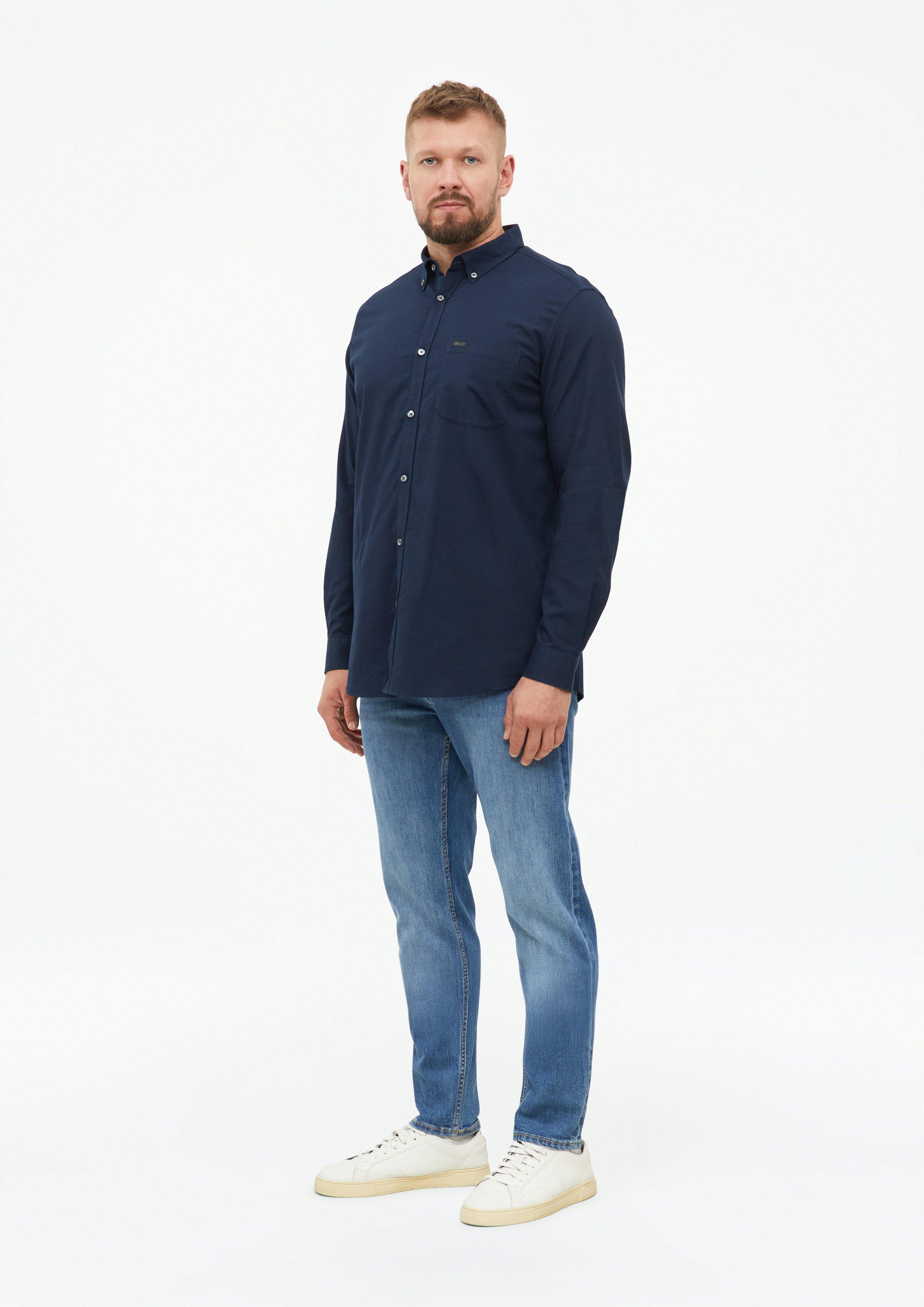 Herren Regular Fit: Fein strukturiertes Hemd mit Button-Down-Kragen in blau von s.Oliver Men Tall Sizes