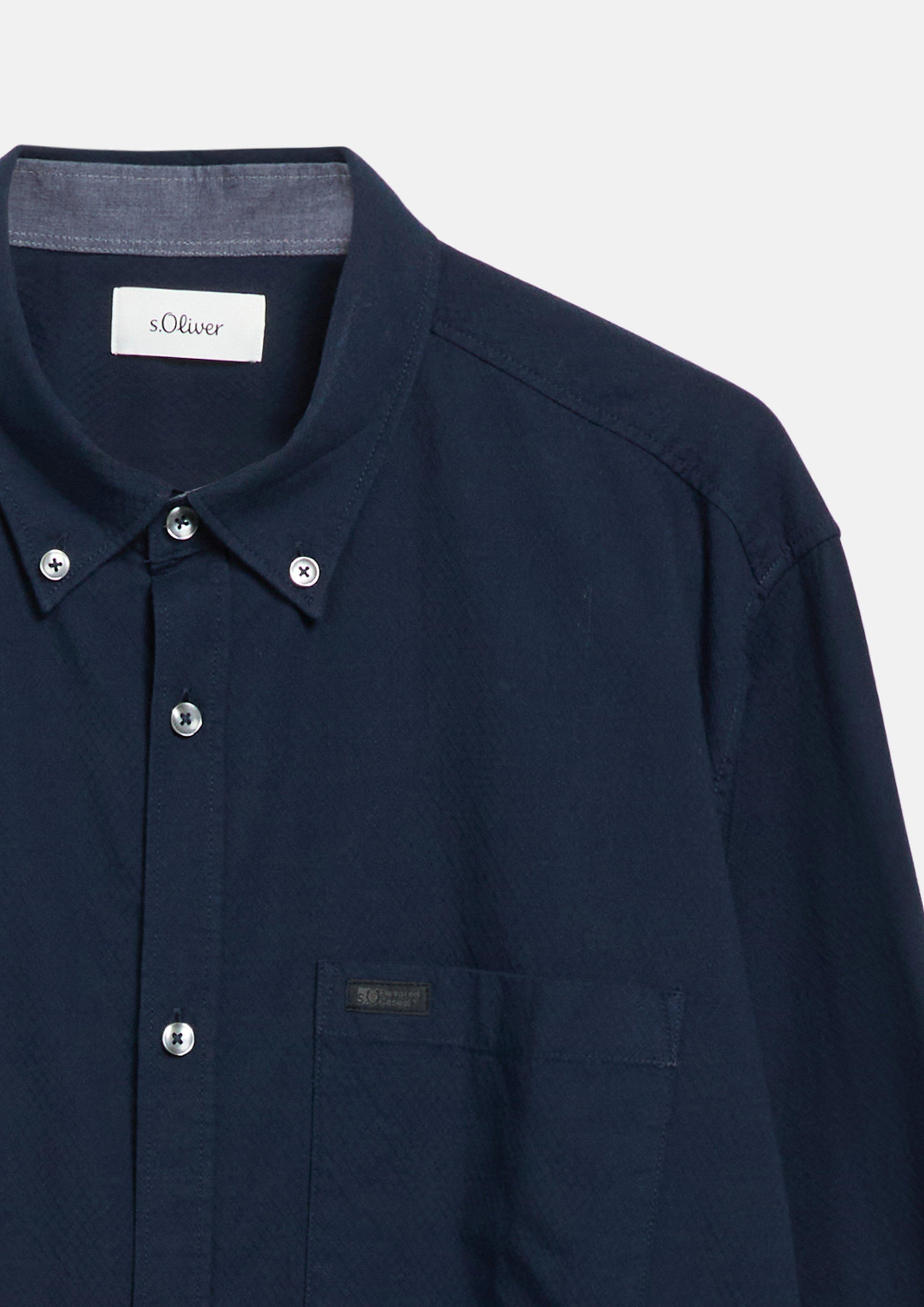 Herren Regular Fit: Fein strukturiertes Hemd mit Button-Down-Kragen in blau von s.Oliver Men Tall Sizes