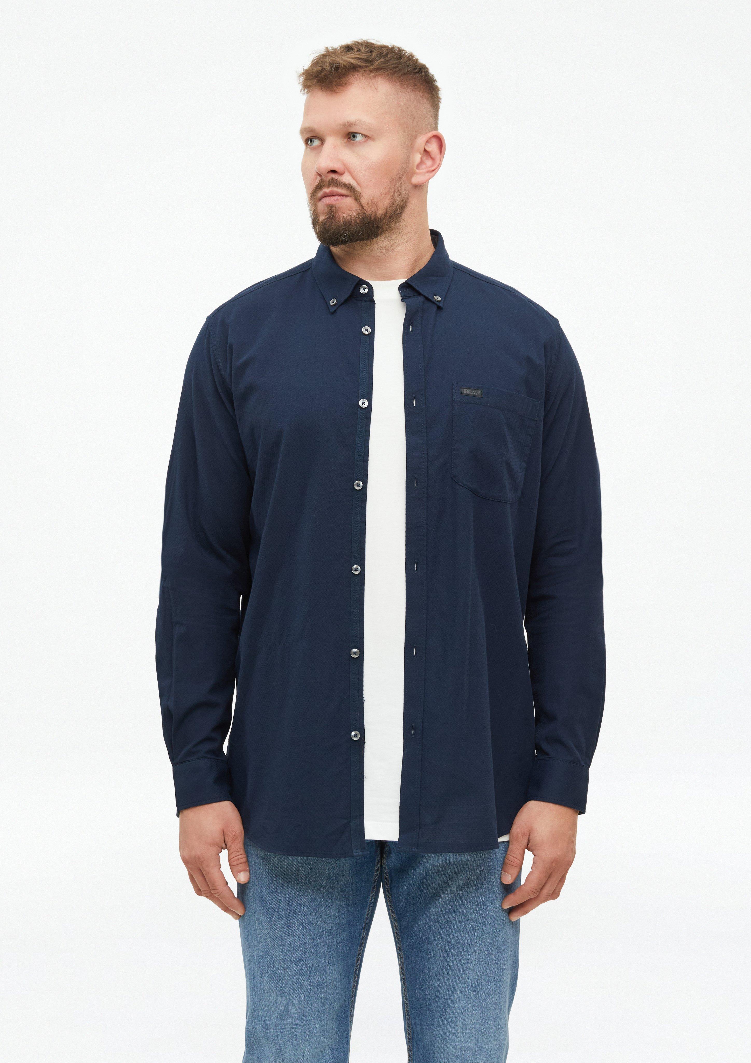 Regular Fit: Overhemd met fijne structuur en button-downkraag in navy van s.Oliver Men Tall Sizes