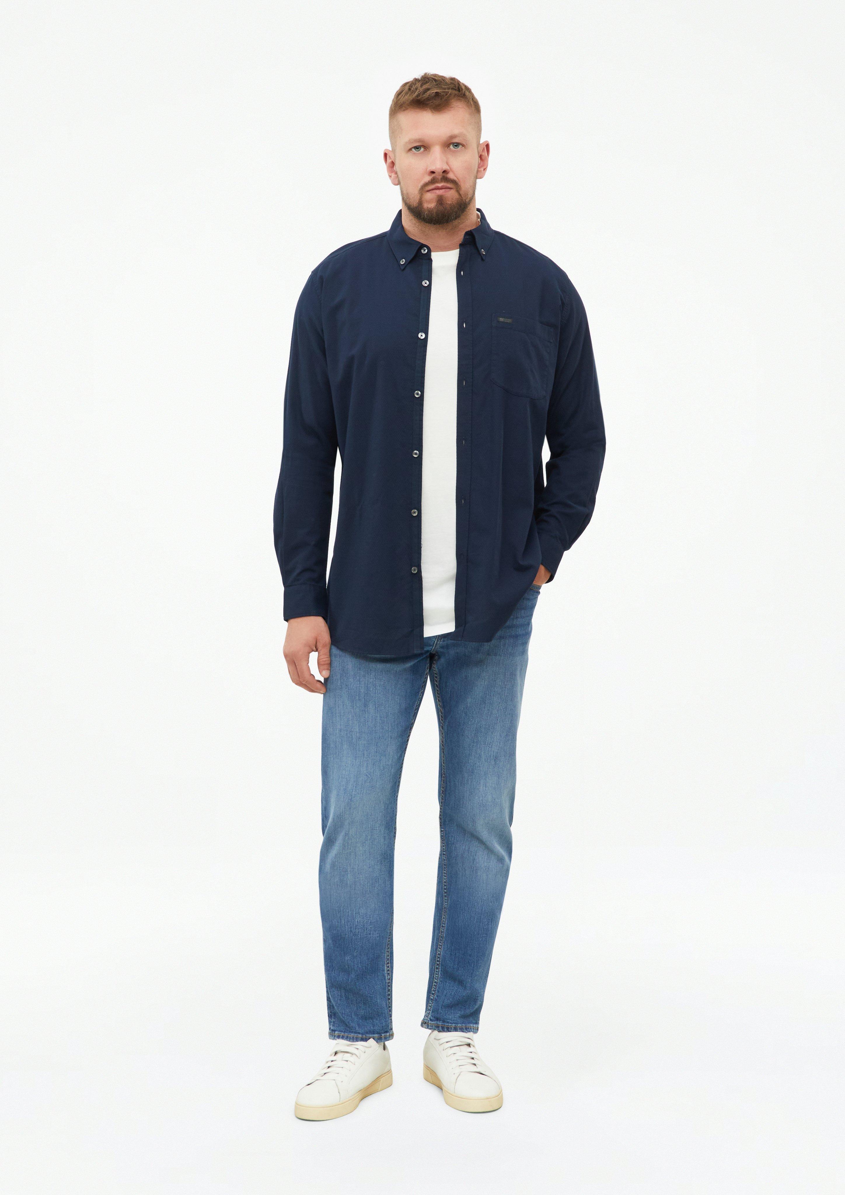 Herren Regular Fit: Fein strukturiertes Hemd mit Button-Down-Kragen in blau von s.Oliver Men Tall Sizes