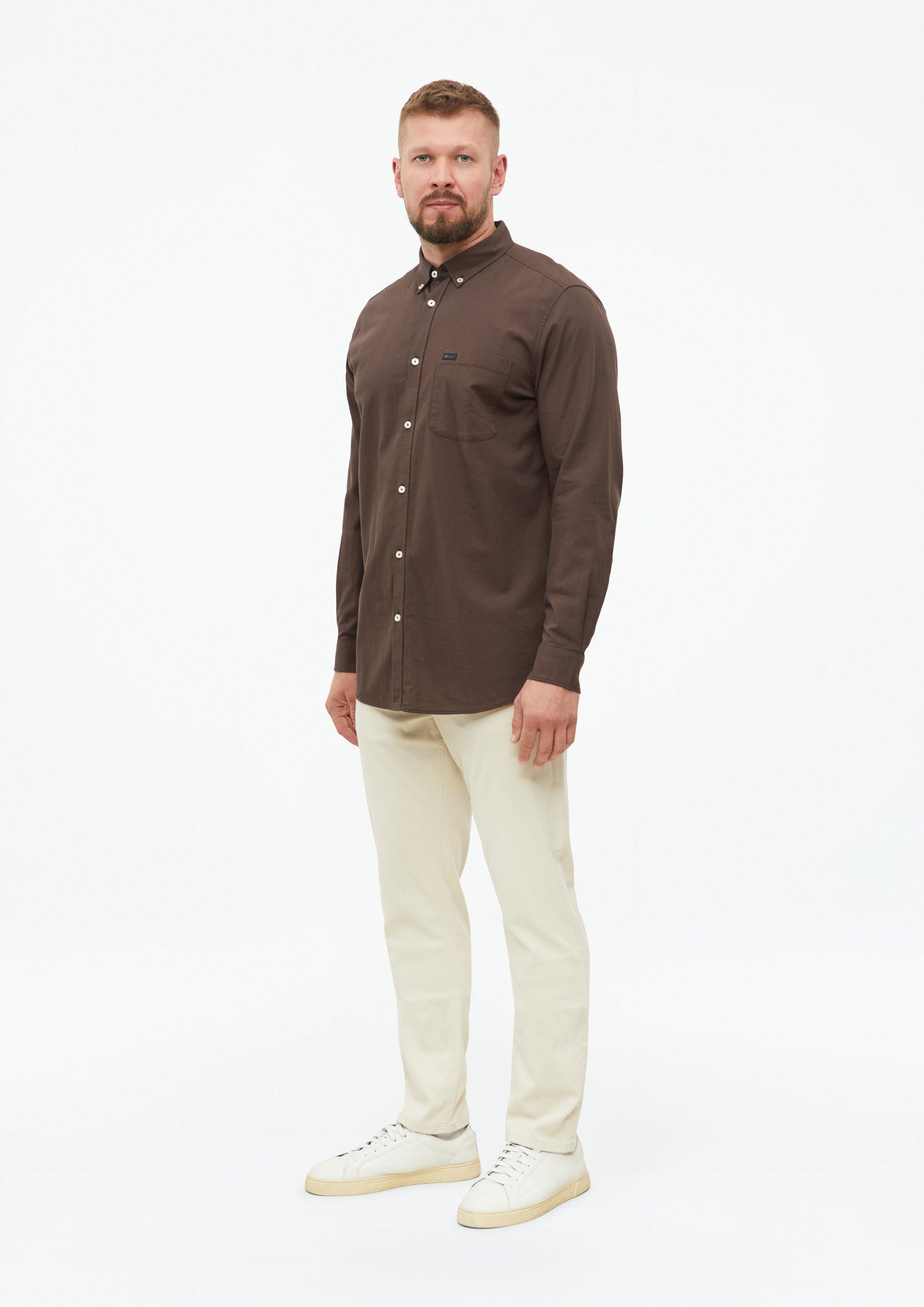 Pánové Regular Fit: Jemně strukturovaná košile s propínacím límcem v barvě hnědá od s.Oliver Men Tall Sizes