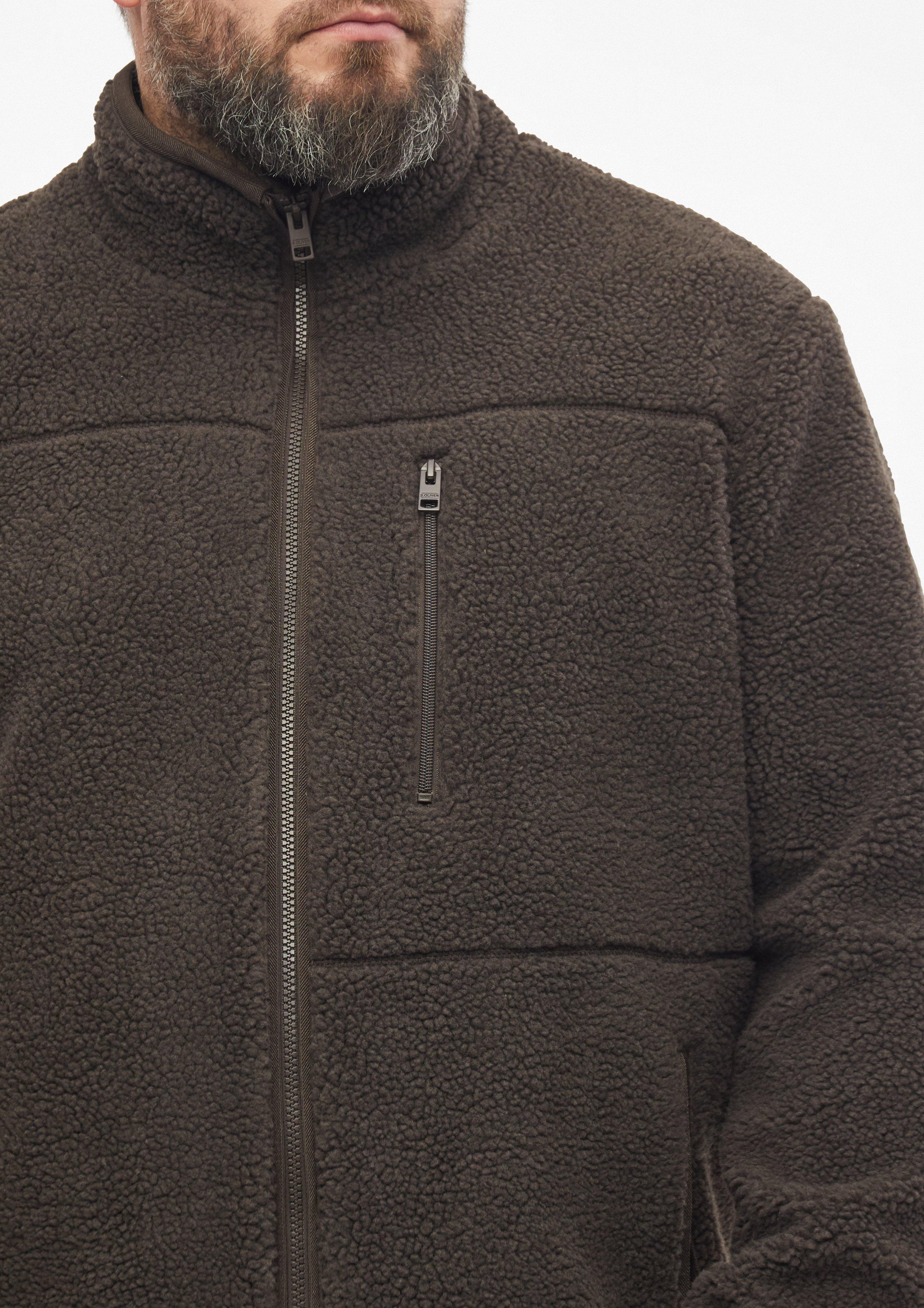 Heren Sportief teddyjack met opstaande kraag in bruin van s.Oliver Men Big Sizes