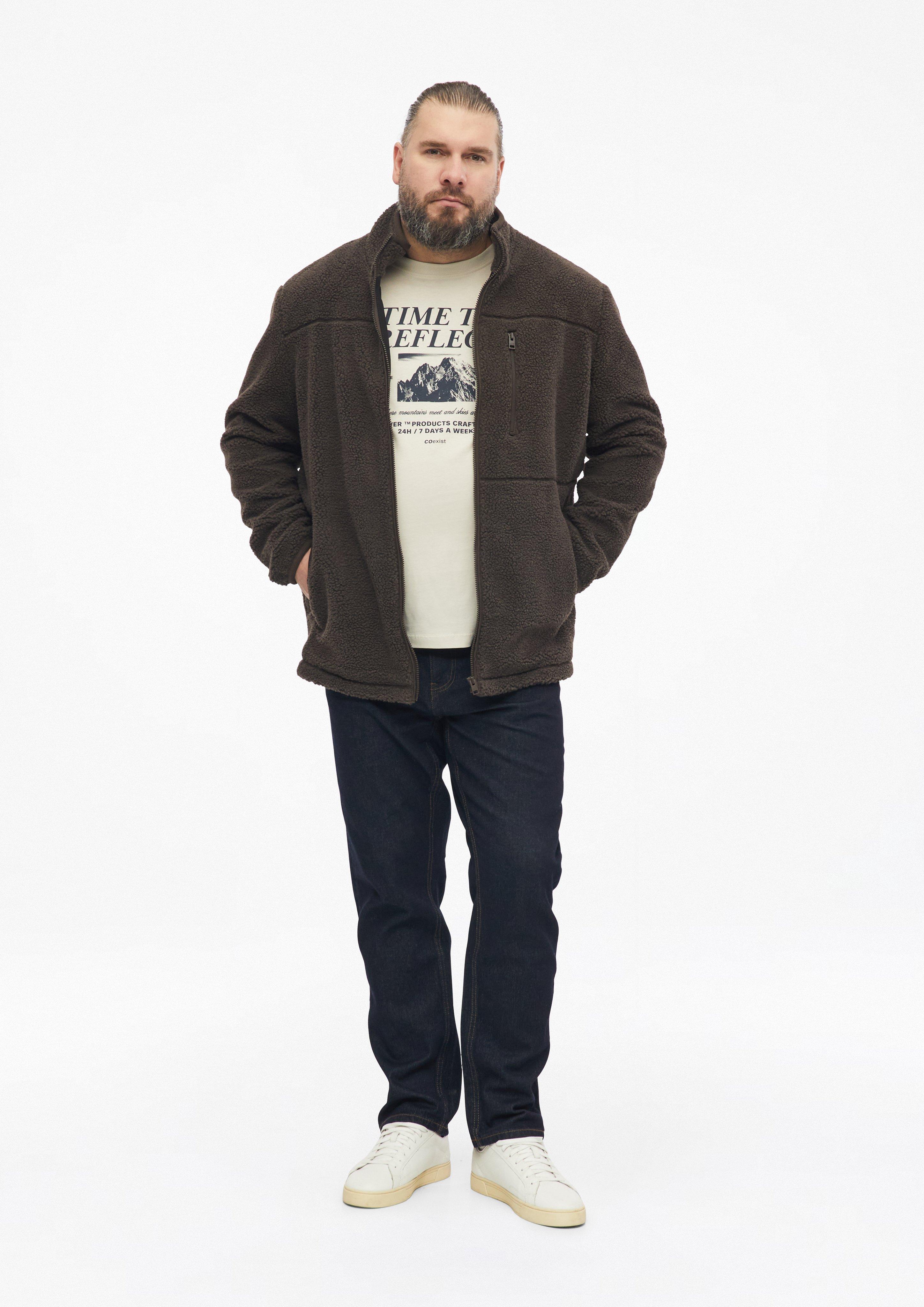 Heren Sportief teddyjack met opstaande kraag in bruin van s.Oliver Men Big Sizes