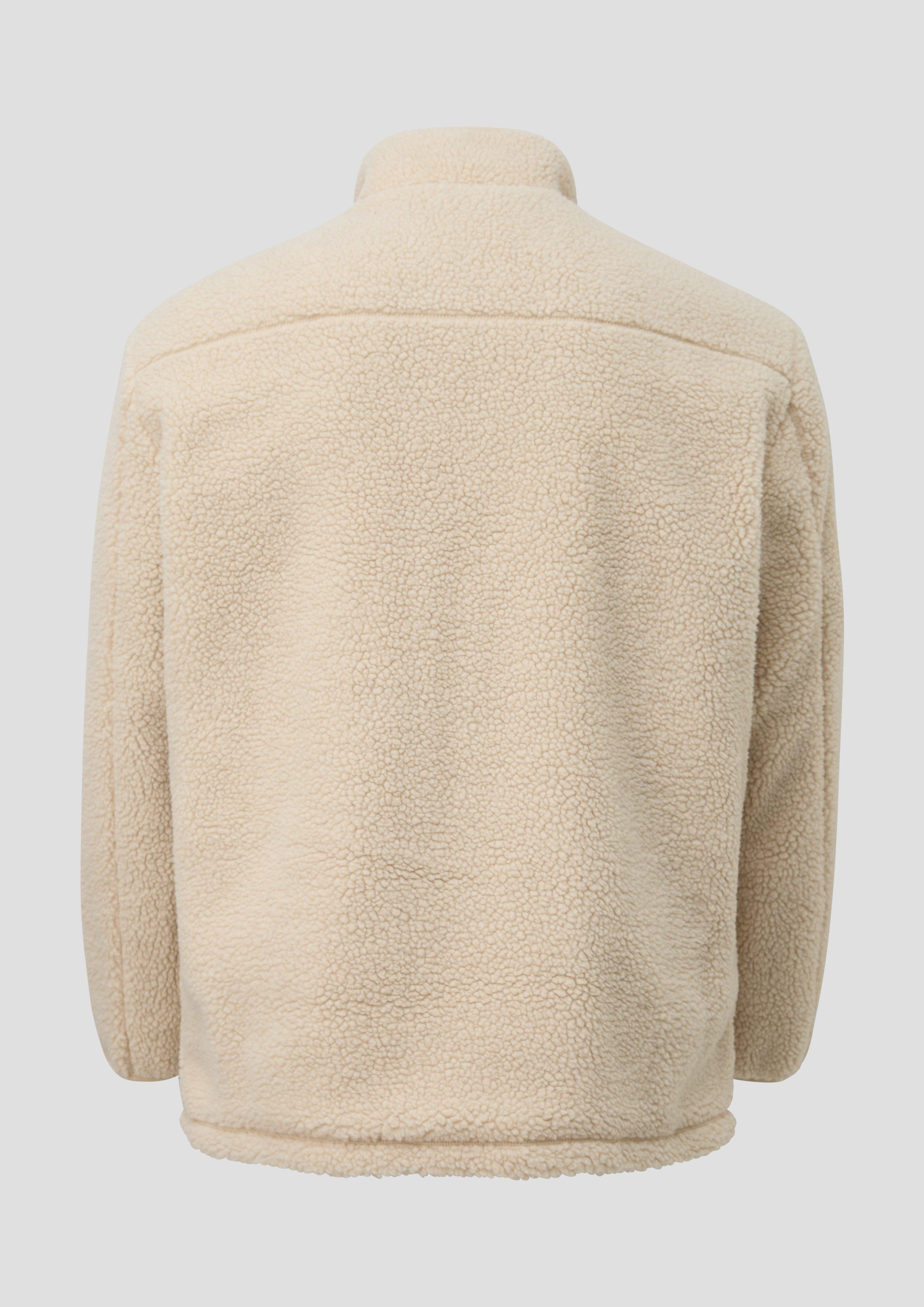 Men Sporty teddy jacket with a stand-up collar in beige by s.Oliver Men Big Sizes