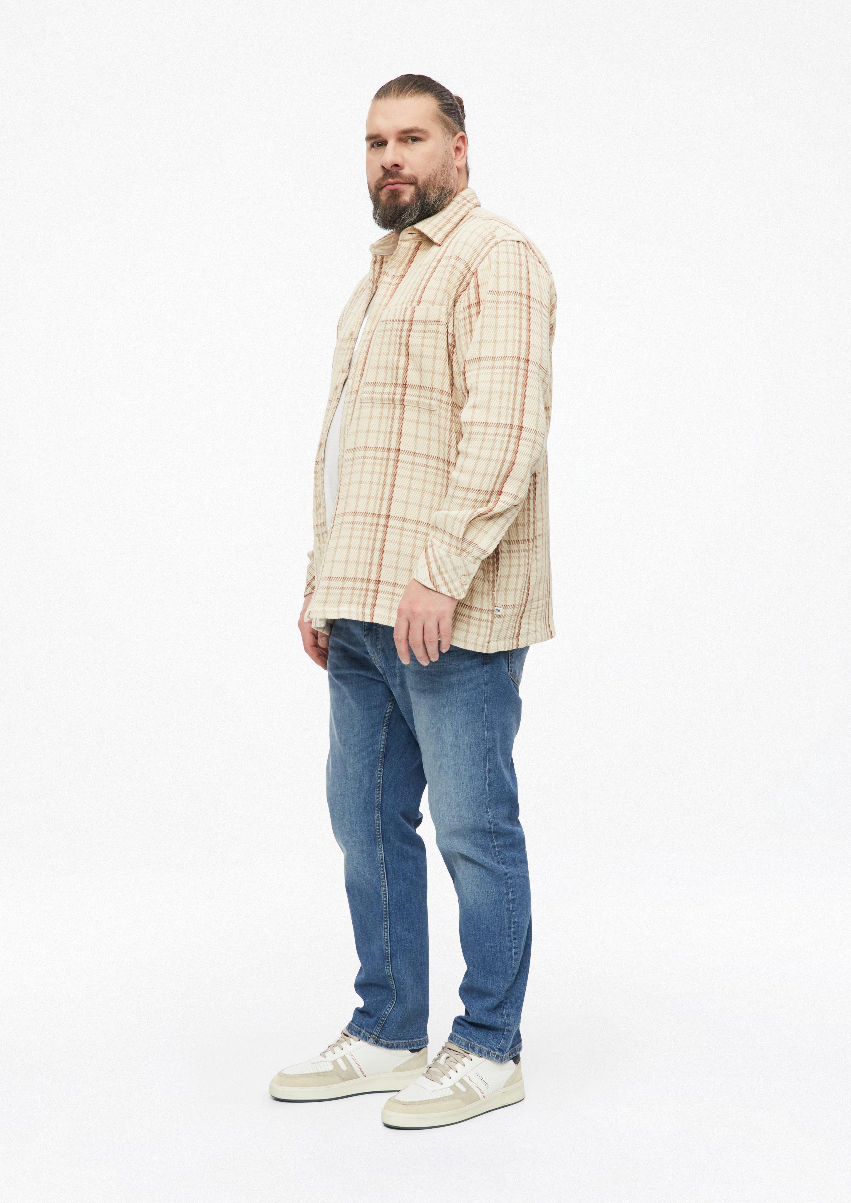 Moški Karirasta jakna z naprsnim žepom v barvi bež od s.Oliver Men Big Sizes