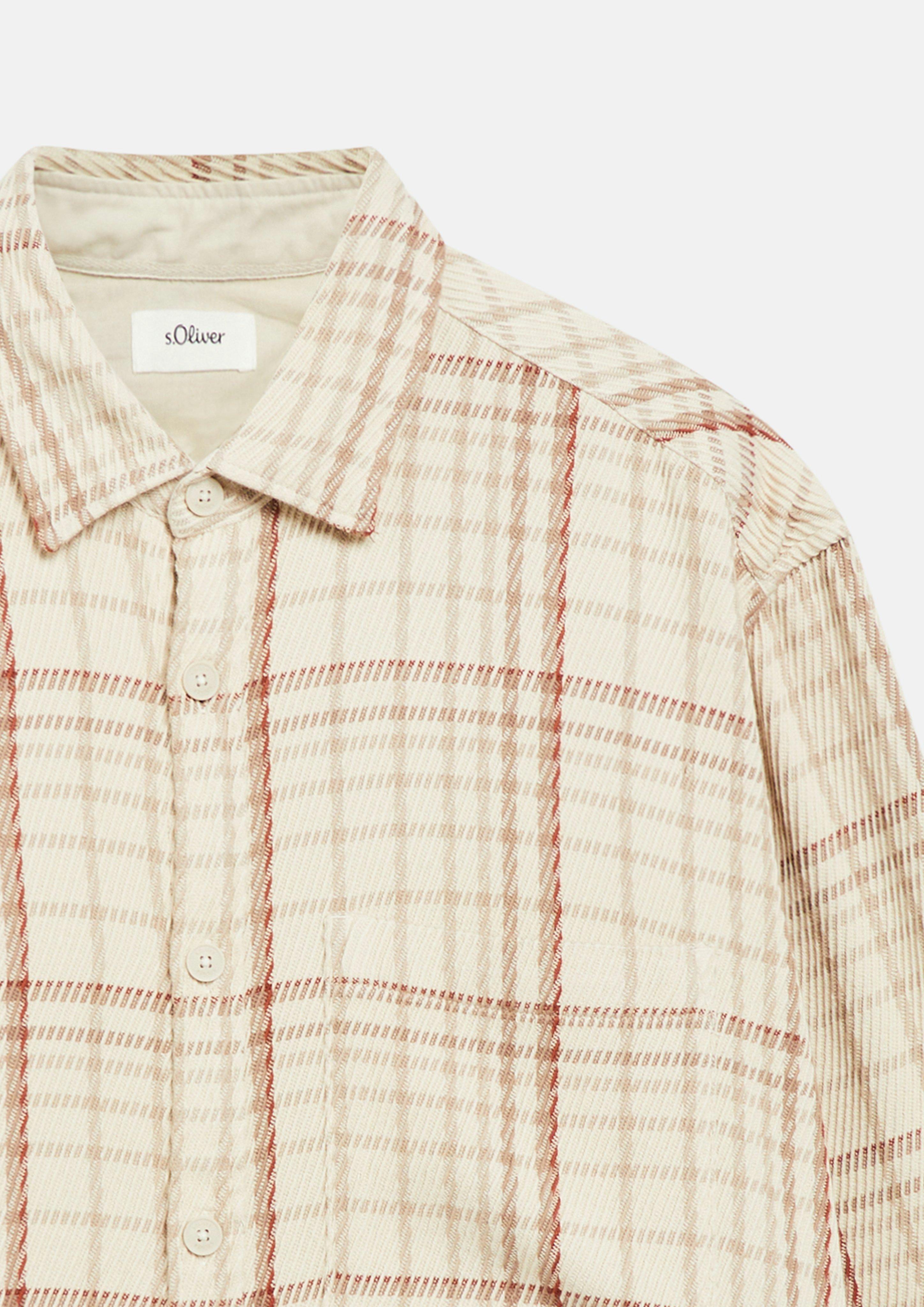 Herren Kariertes Overshirt mit Brusttasche in beige von s.Oliver Men Big Sizes