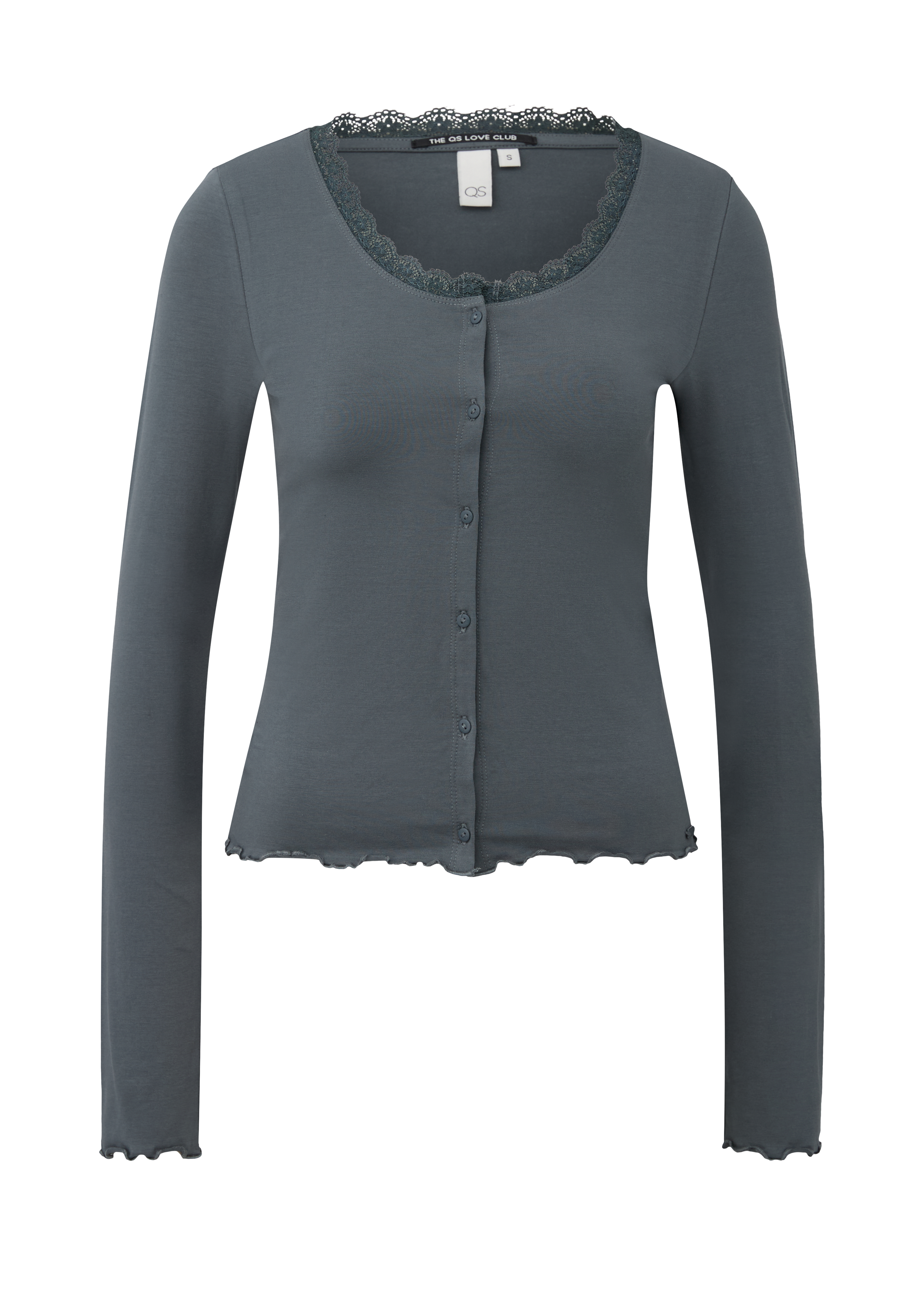 Smal shirtjasje met kanten rand bij de hals