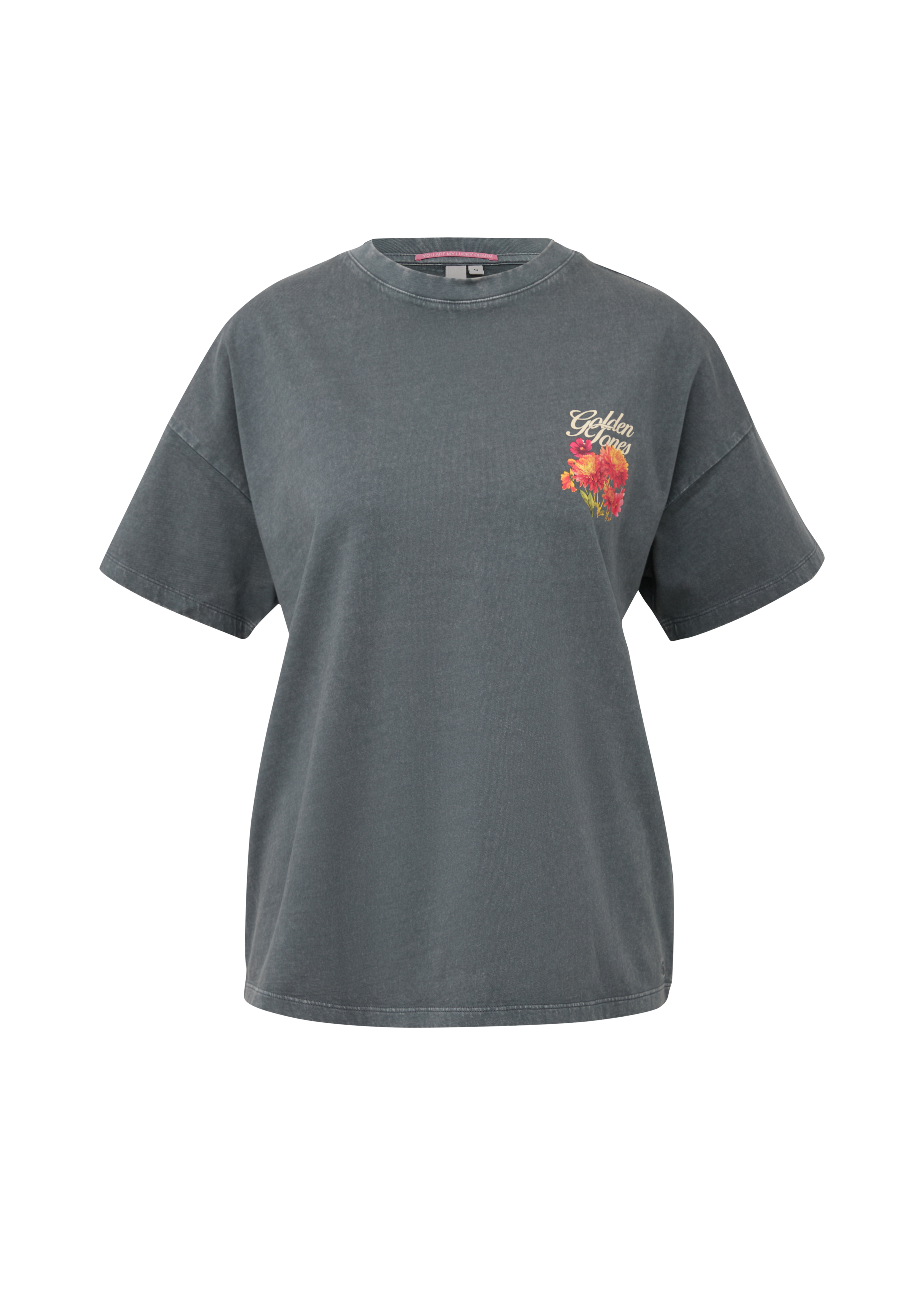 Gewassen shirt met grote print op de rug