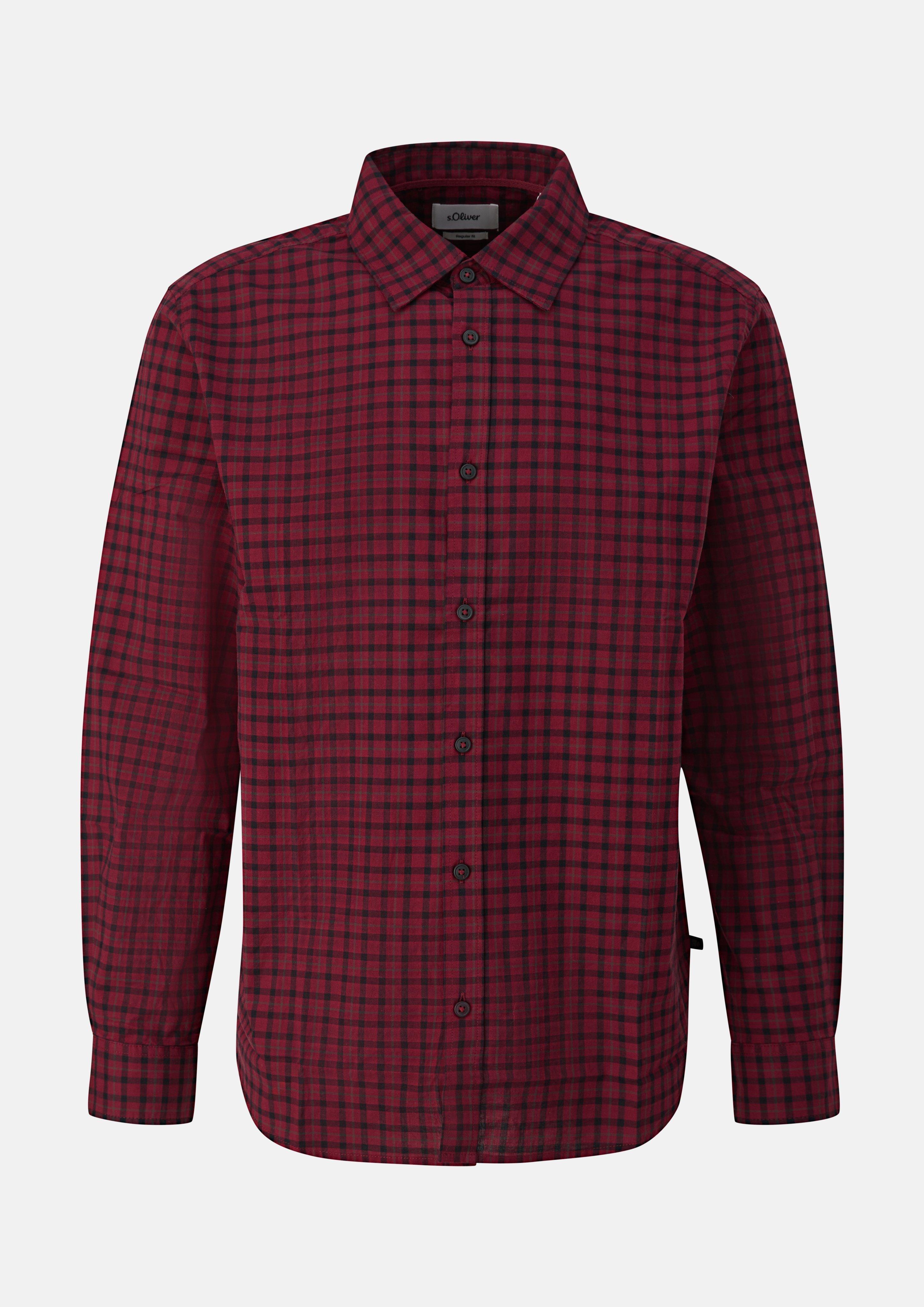 Regular Fit: geruit overhemd met Kent-kraag in bordeaux van s.Oliver