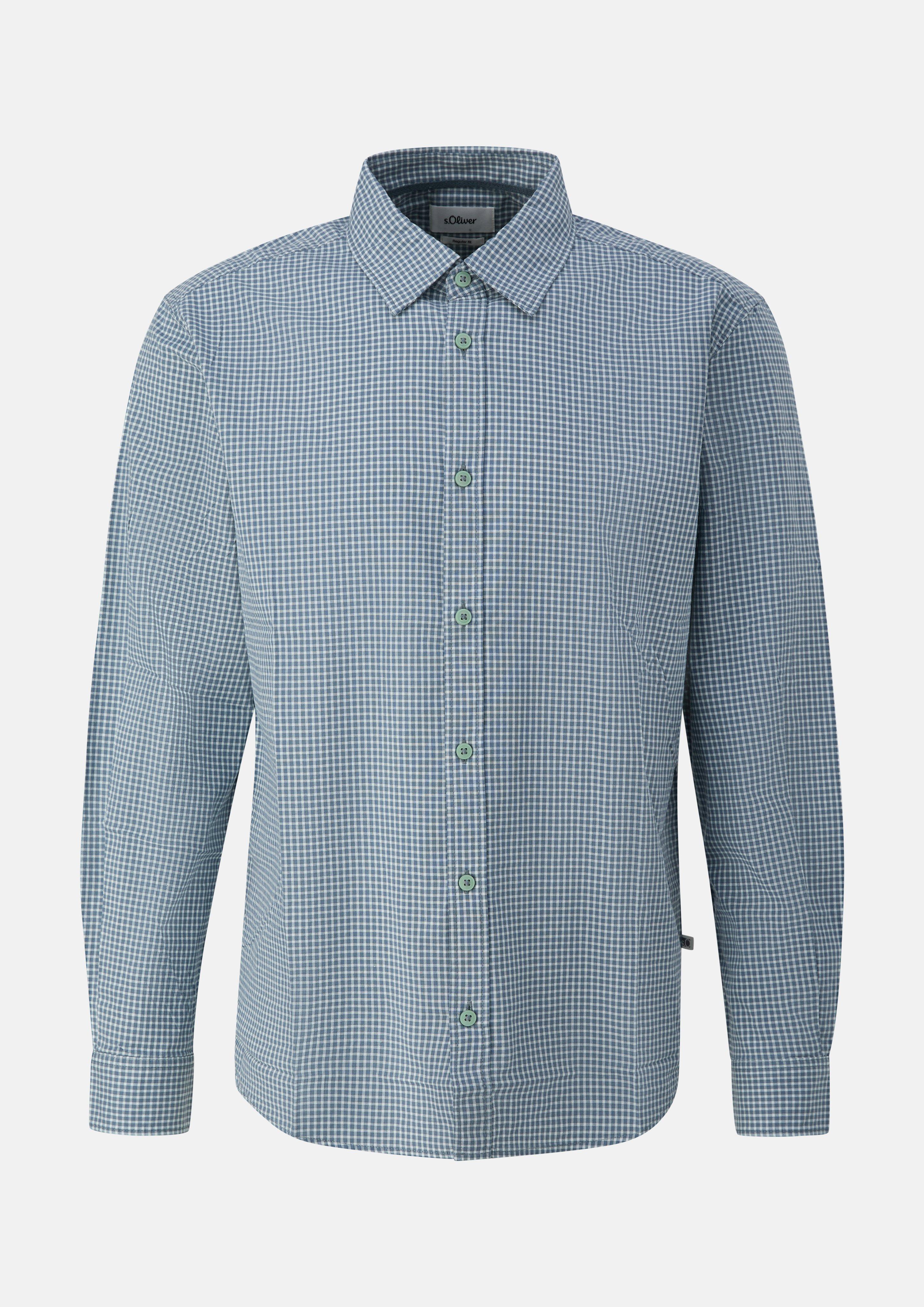 Heren Regular Fit: geruit overhemd met Kent-kraag in blauw van s.Oliver