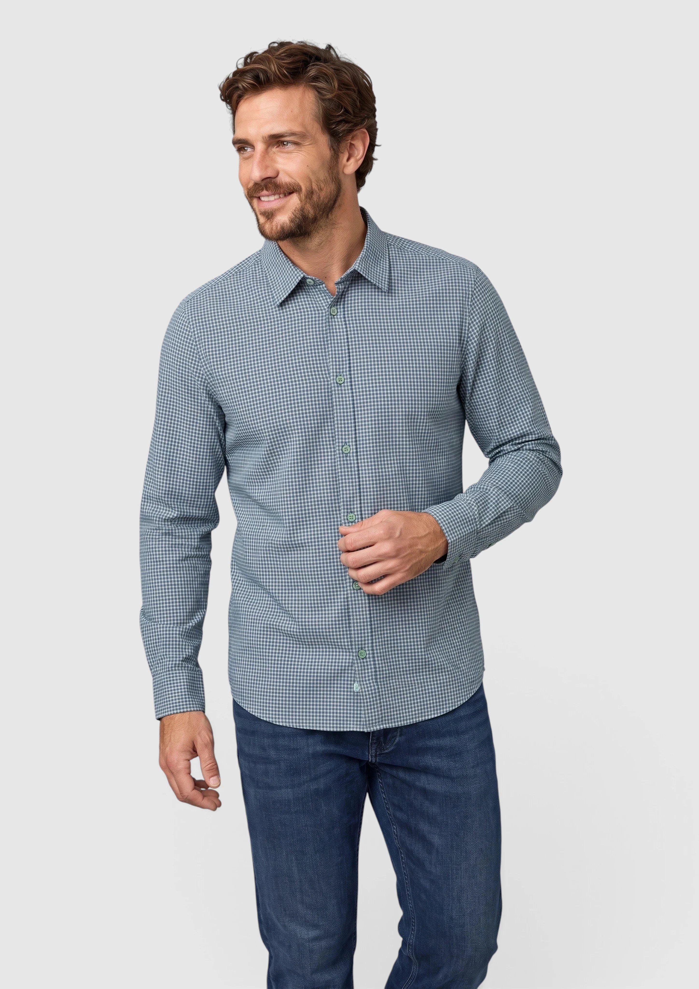 Regular Fit: Checkered Shirt with Kent Collar in blue by s.Oliver