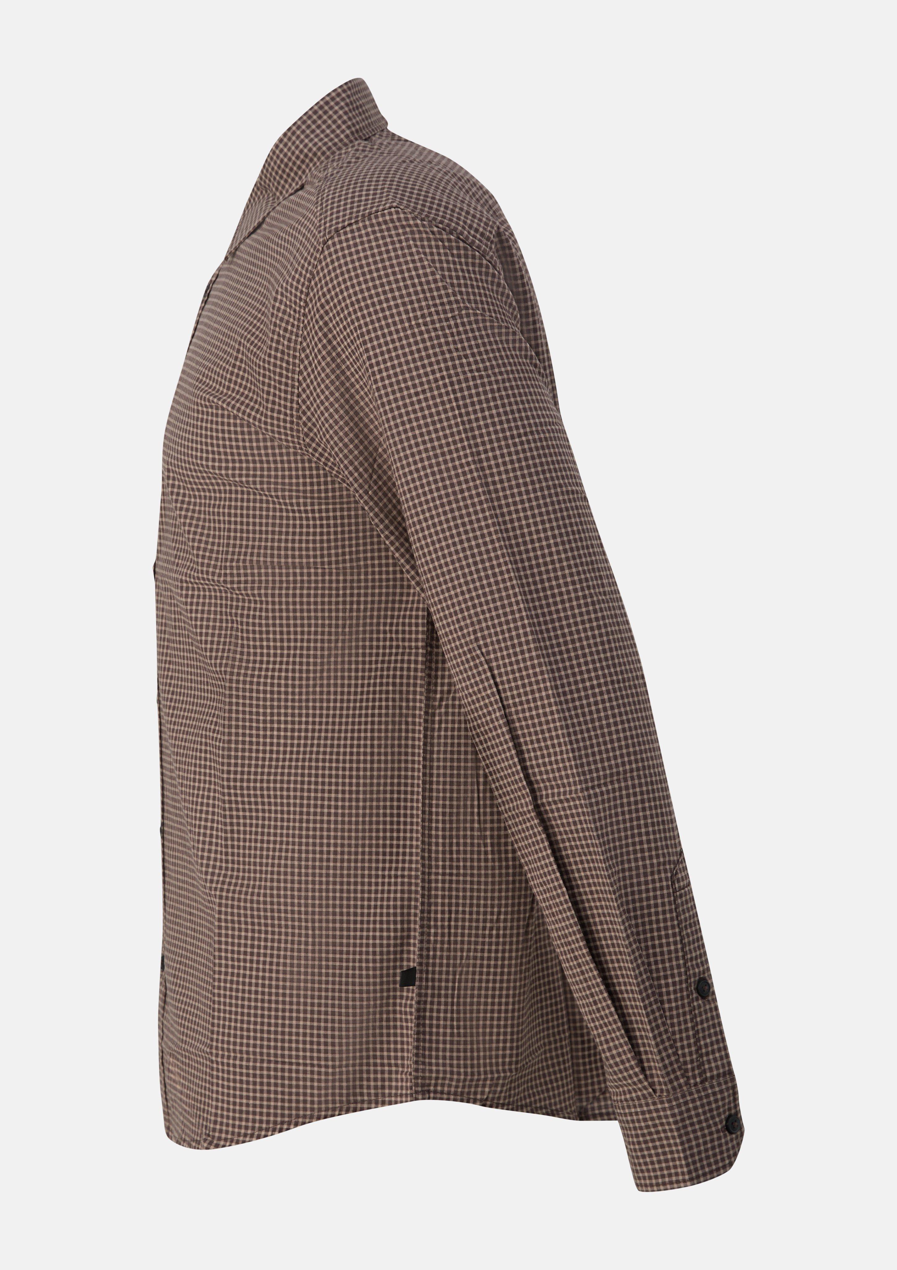 Heren Regular Fit: geruit overhemd met Kent-kraag in bruin van s.Oliver