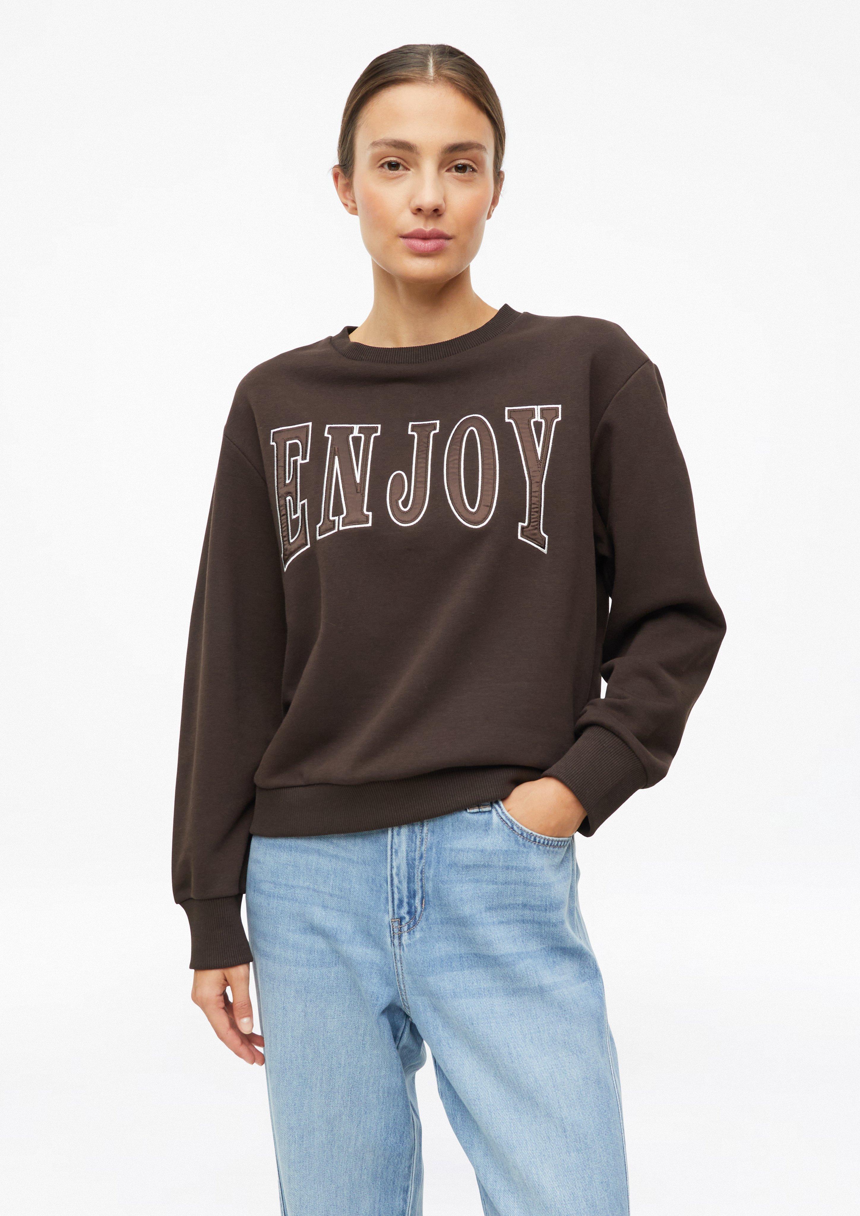 Femmes Sweat-shirt en tissu scuba à rayures, coupe décontractée en marron foncé de s.Oliver