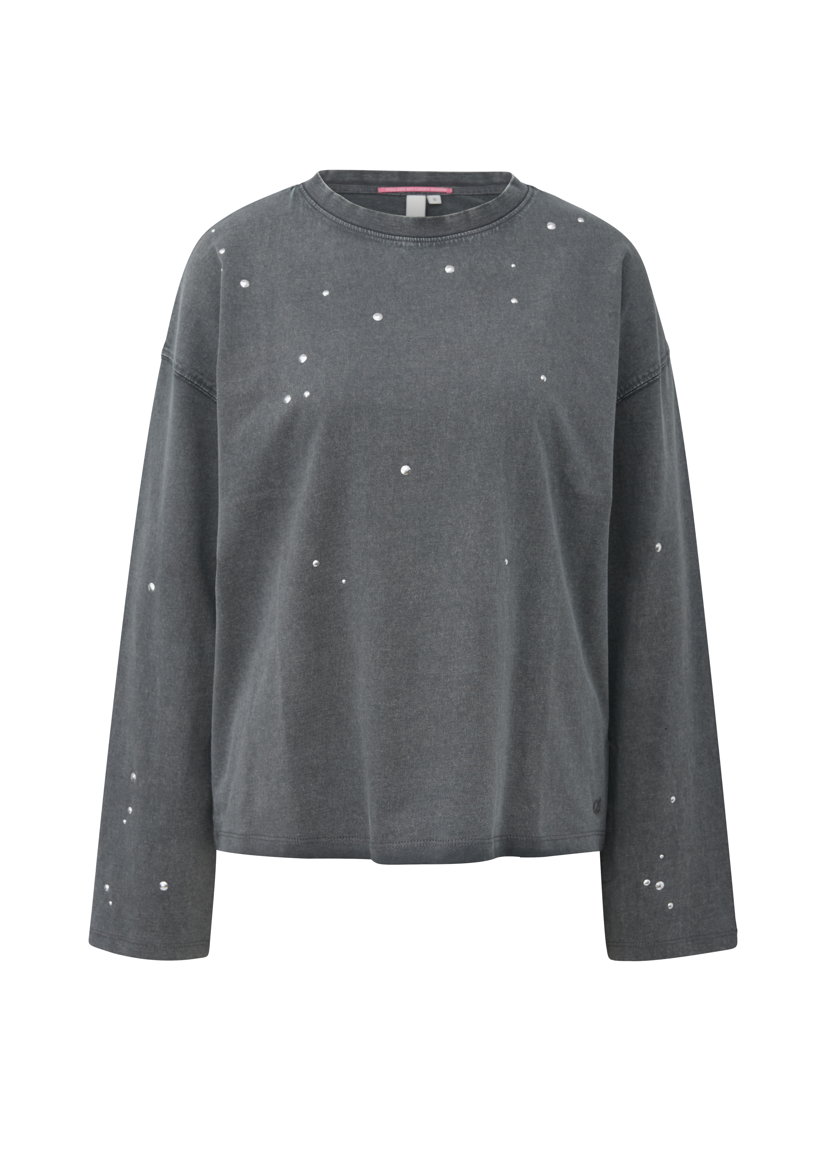 Gewassen T-shirt met lange mouwen en studs